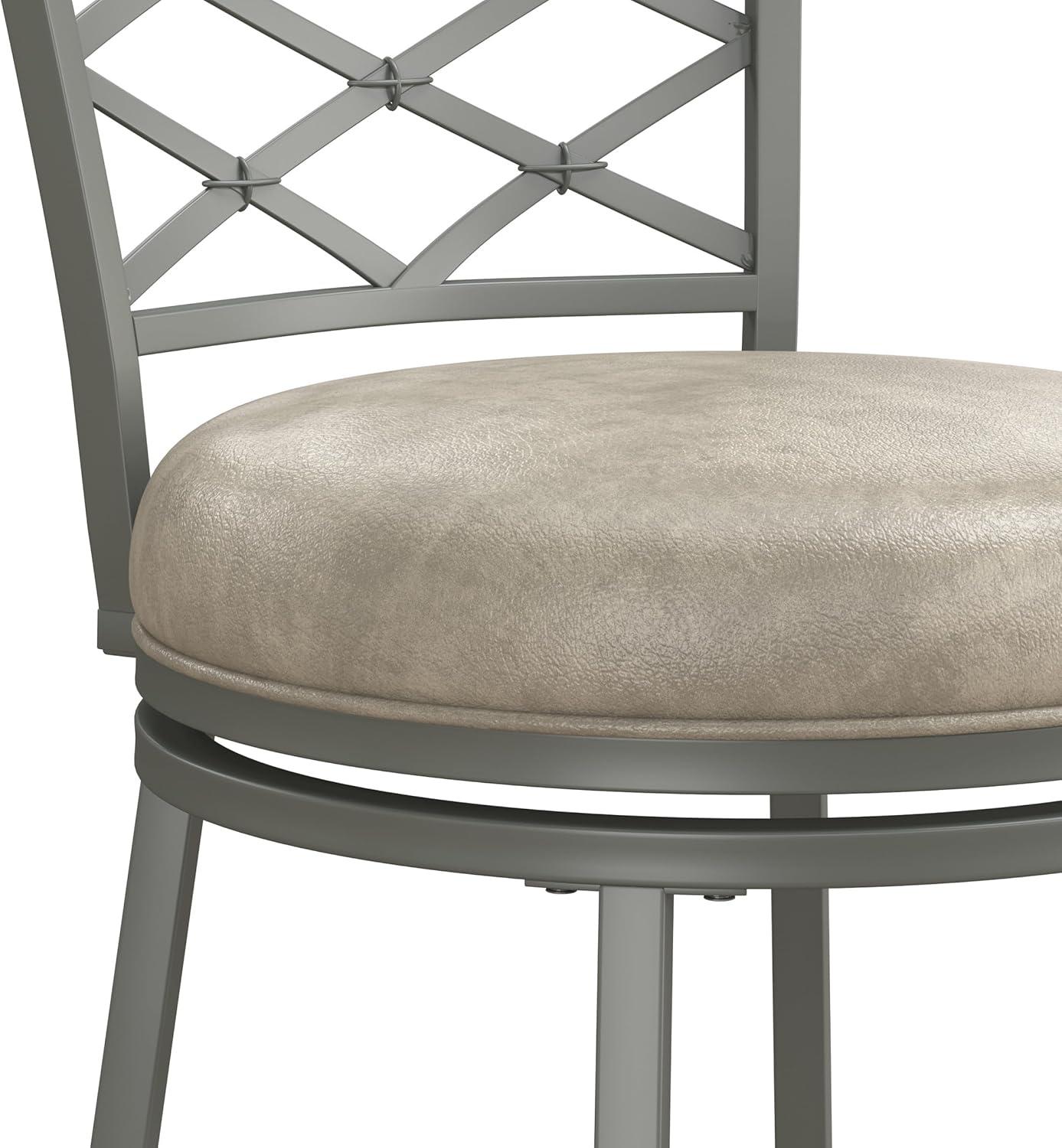 Hutchinson Metal Swivel Counter Height Barstool Pewter: 26" Seat, Weathered Gray Wood - Hillsdale Furniture