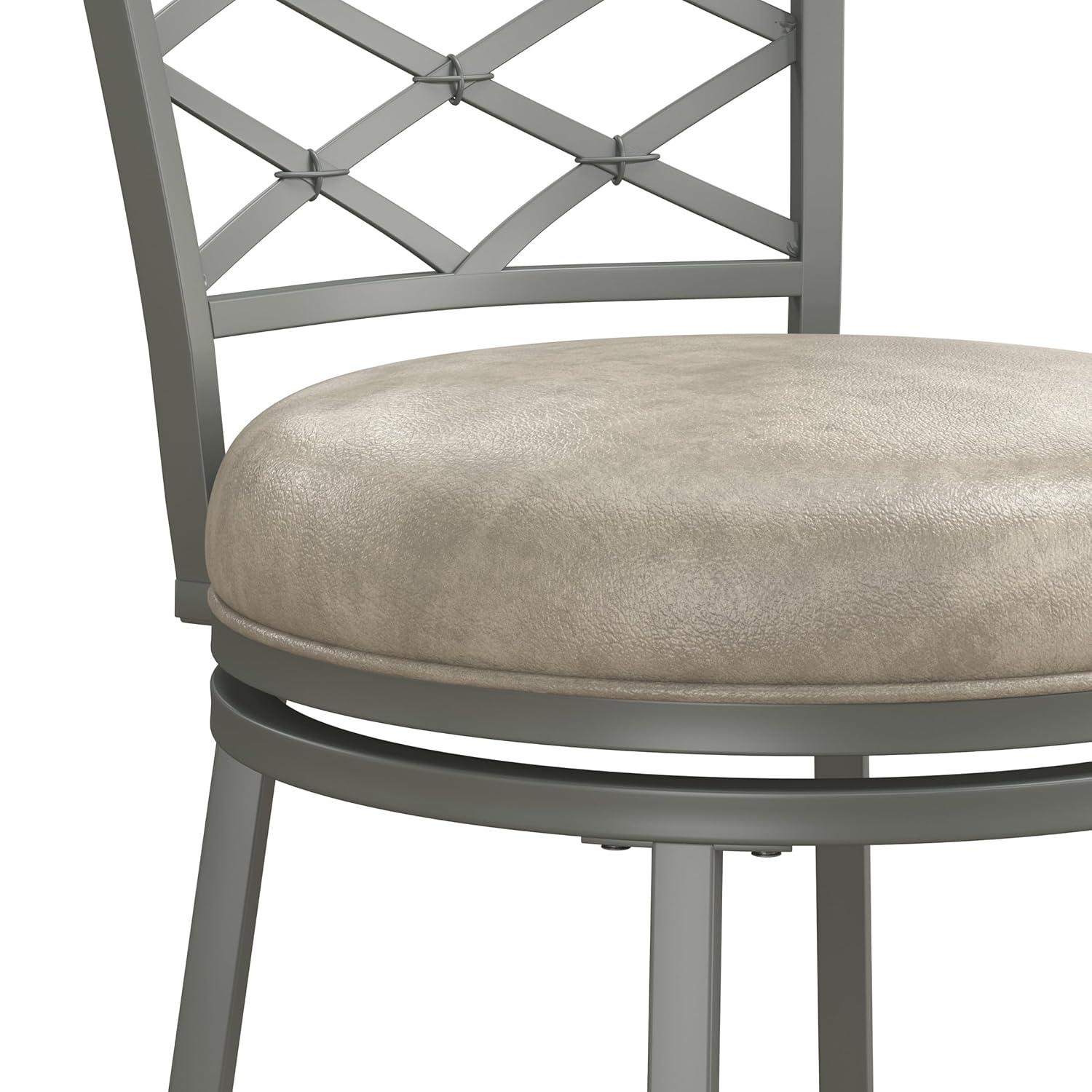 Hutchinson Metal Swivel Counter Height Barstool Pewter: 26" Seat, Weathered Gray Wood - Hillsdale Furniture
