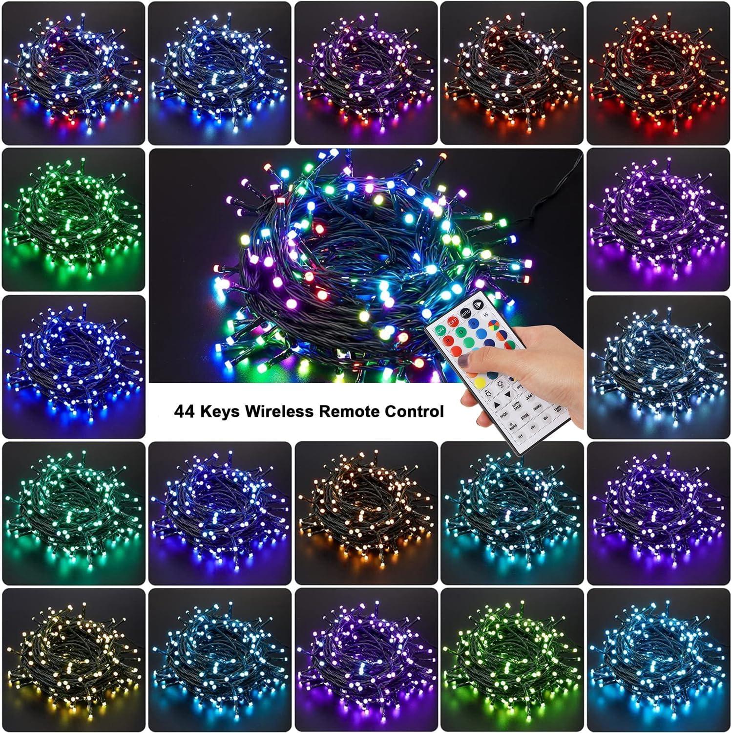 Home Lighting 66ft Christmas Decorative Mini Lights, 200 LED Green Wire Fairy Starry String Lights Plug in, 8 Lighting Modes, for Indoor Outdoor Xmas Tree Wedding Party Decoration (Blue)