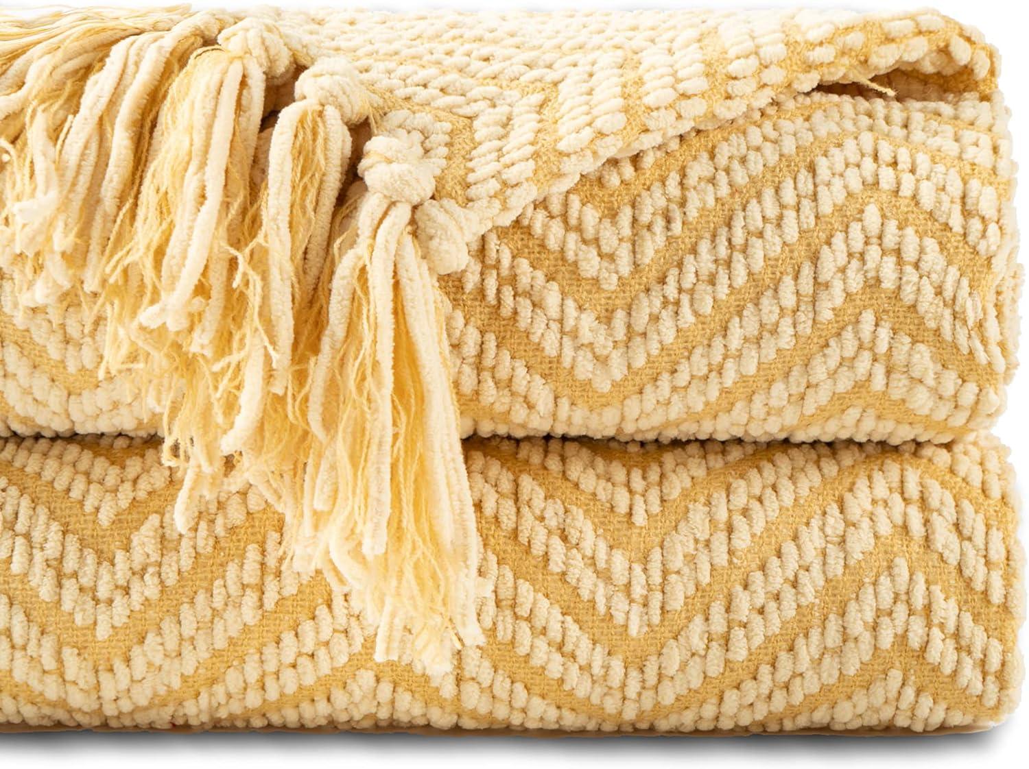 Battilo Home Throw Blanket for Couch, Super Soft Cozy Warm Throws for Twin Bed, Knit Woven Chenille Blanket Versatile for Sofa Bedroom Home Decor