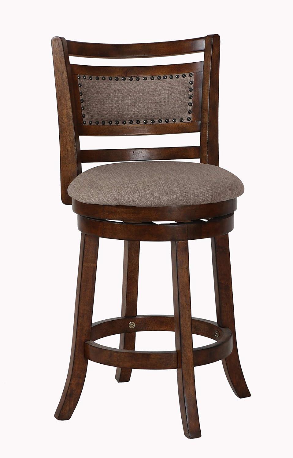 New Classic Furniture, Aberdeen Brown Solid Wood Swivel Counter Stool (Set of 2), Brown