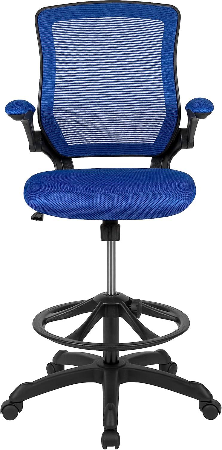 Flash Furniture Mid-Back Mesh Ergonomic Drafting Chair with Adjustable Foot Ring and Flip-Up Arms