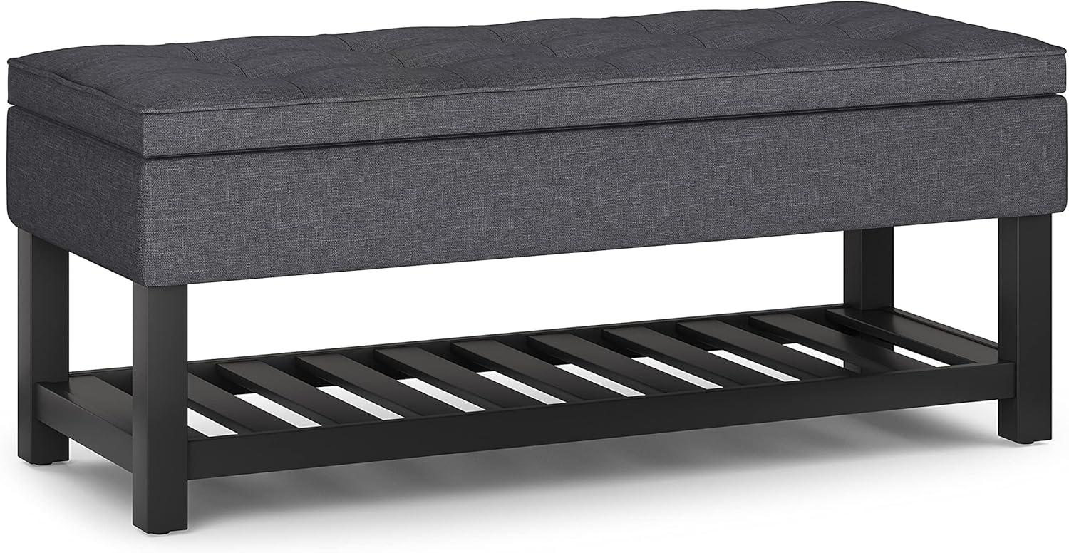 Simpli Home Saxon 43"W Tufted Transitional Storage Ottoman Bench with with Lift-Top Lid