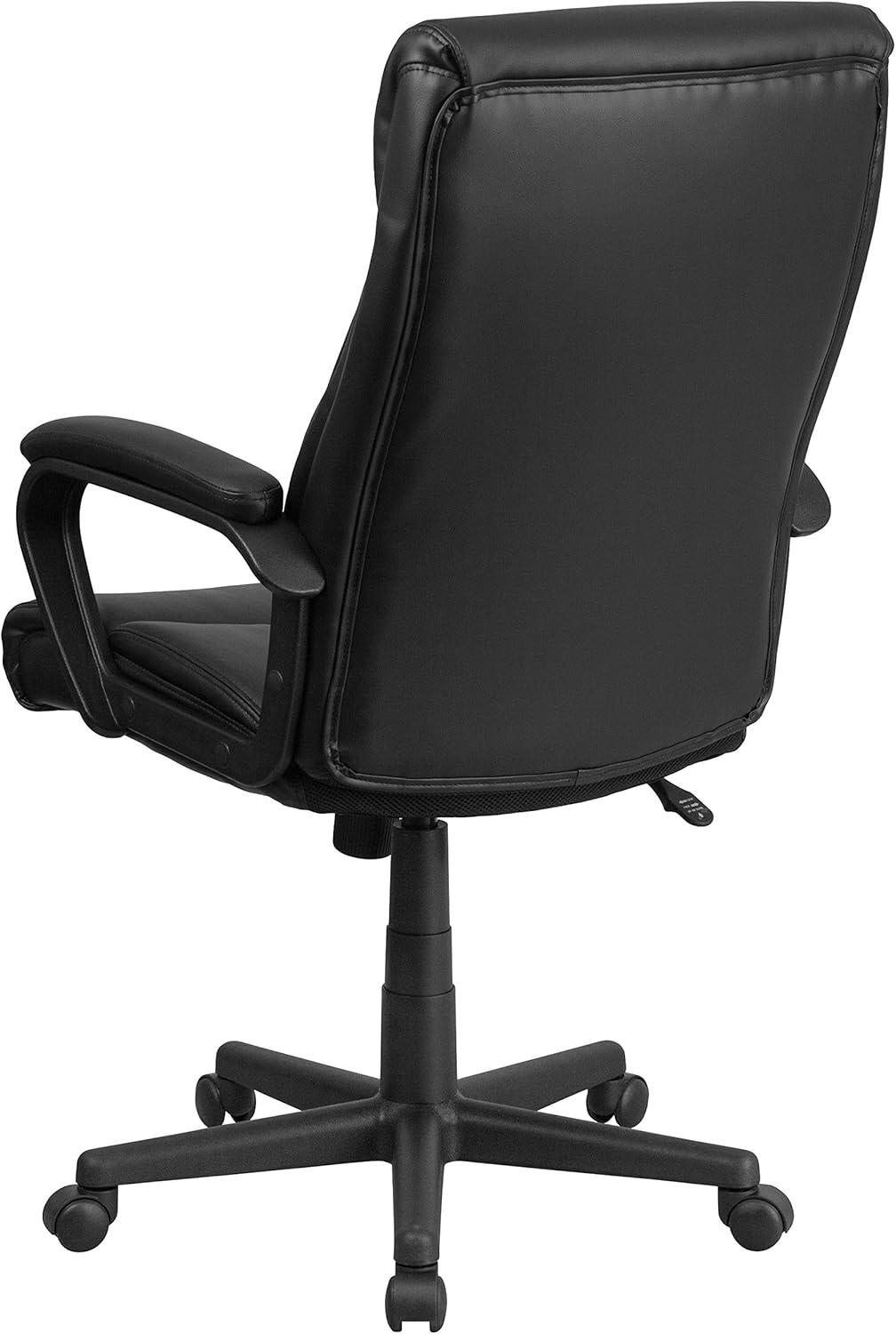 Flash Furniture Raya High Back Black LeatherSoft Executive Swivel Office Chair with Slight Mesh Accent and Arms