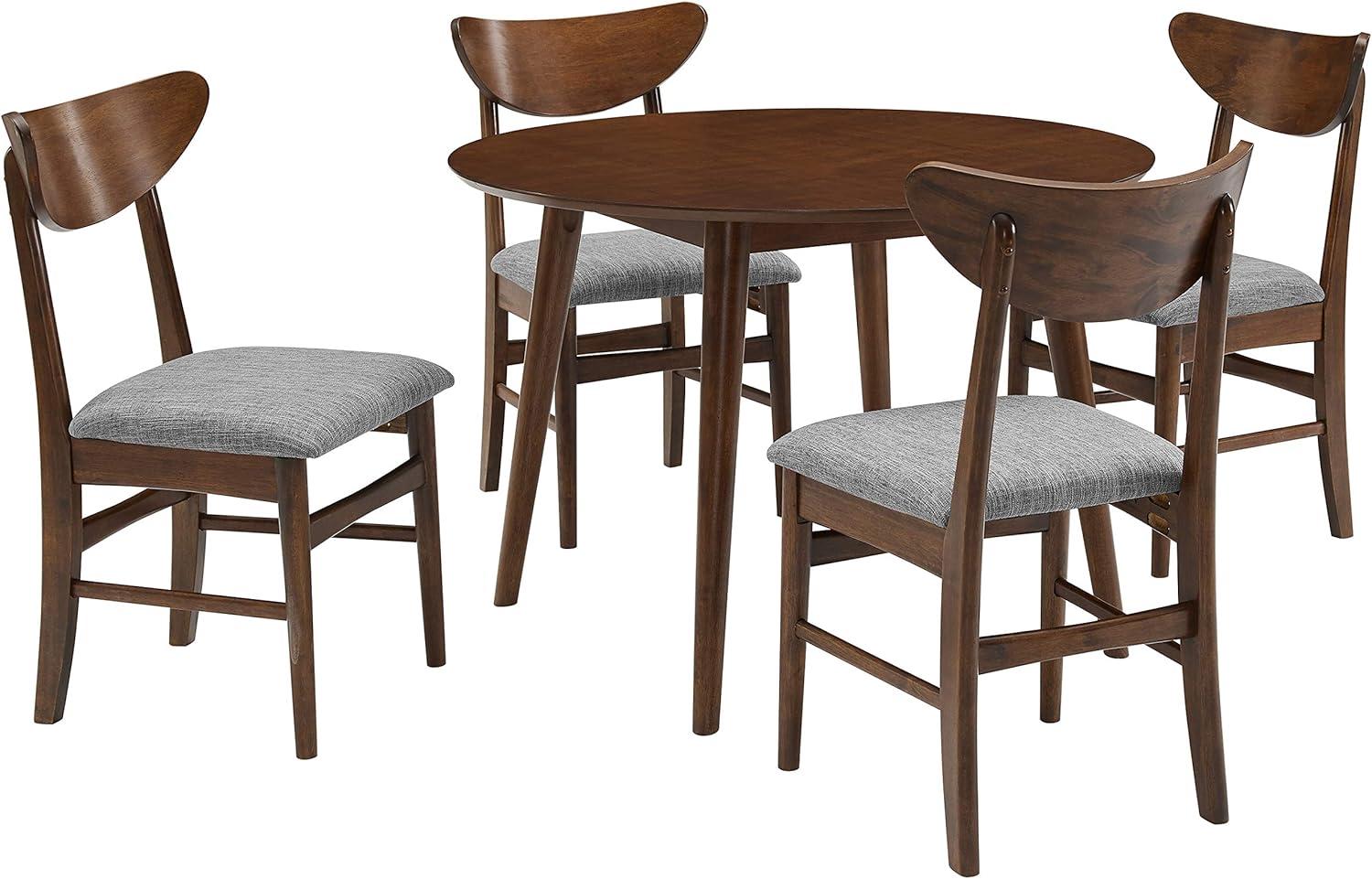 Mahogany Mid-Century Modern 5-Piece Round Dining Set