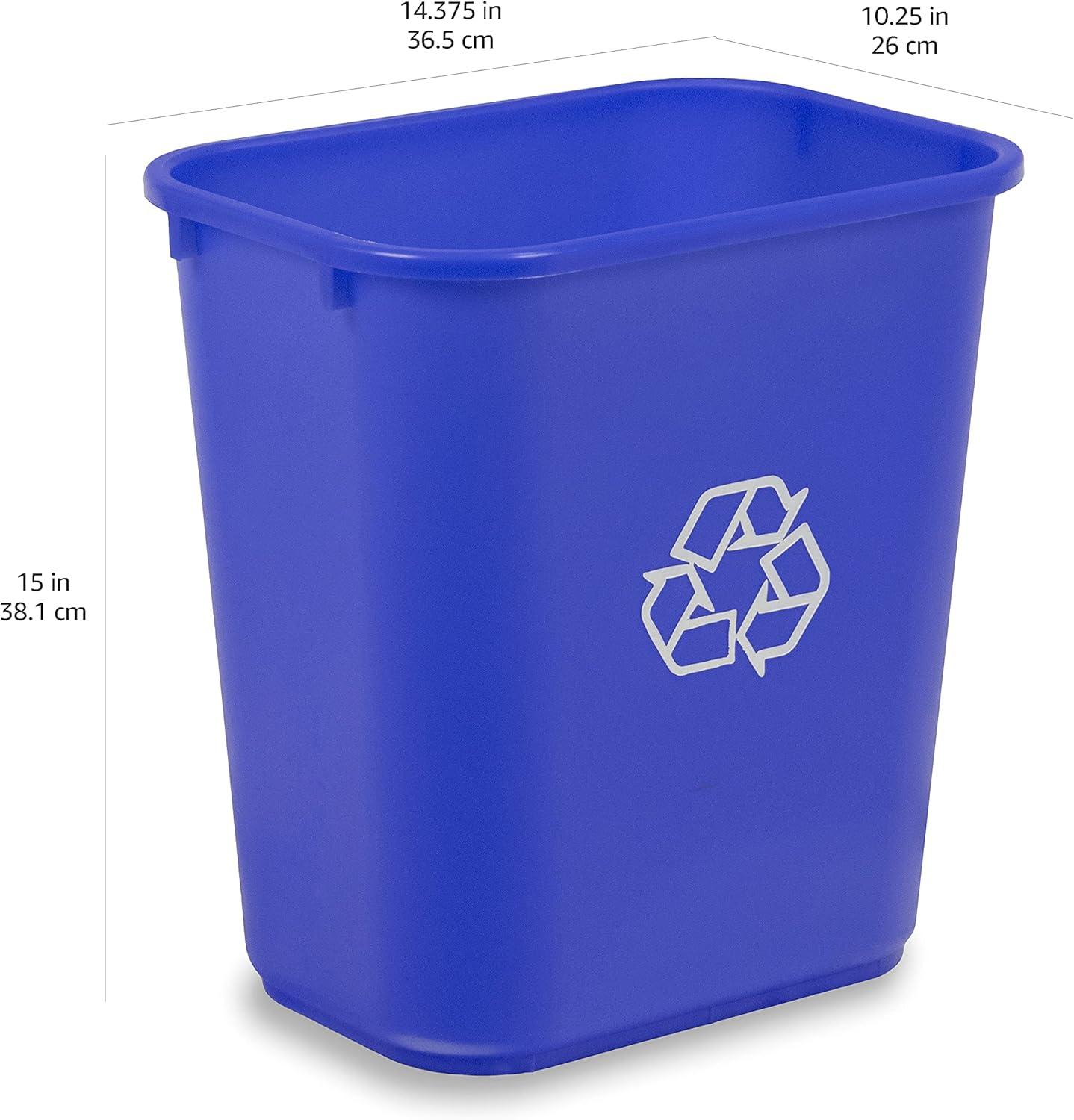 Blue Rectangular 7-Gallon Plastic Office Wastebasket 2-Pack