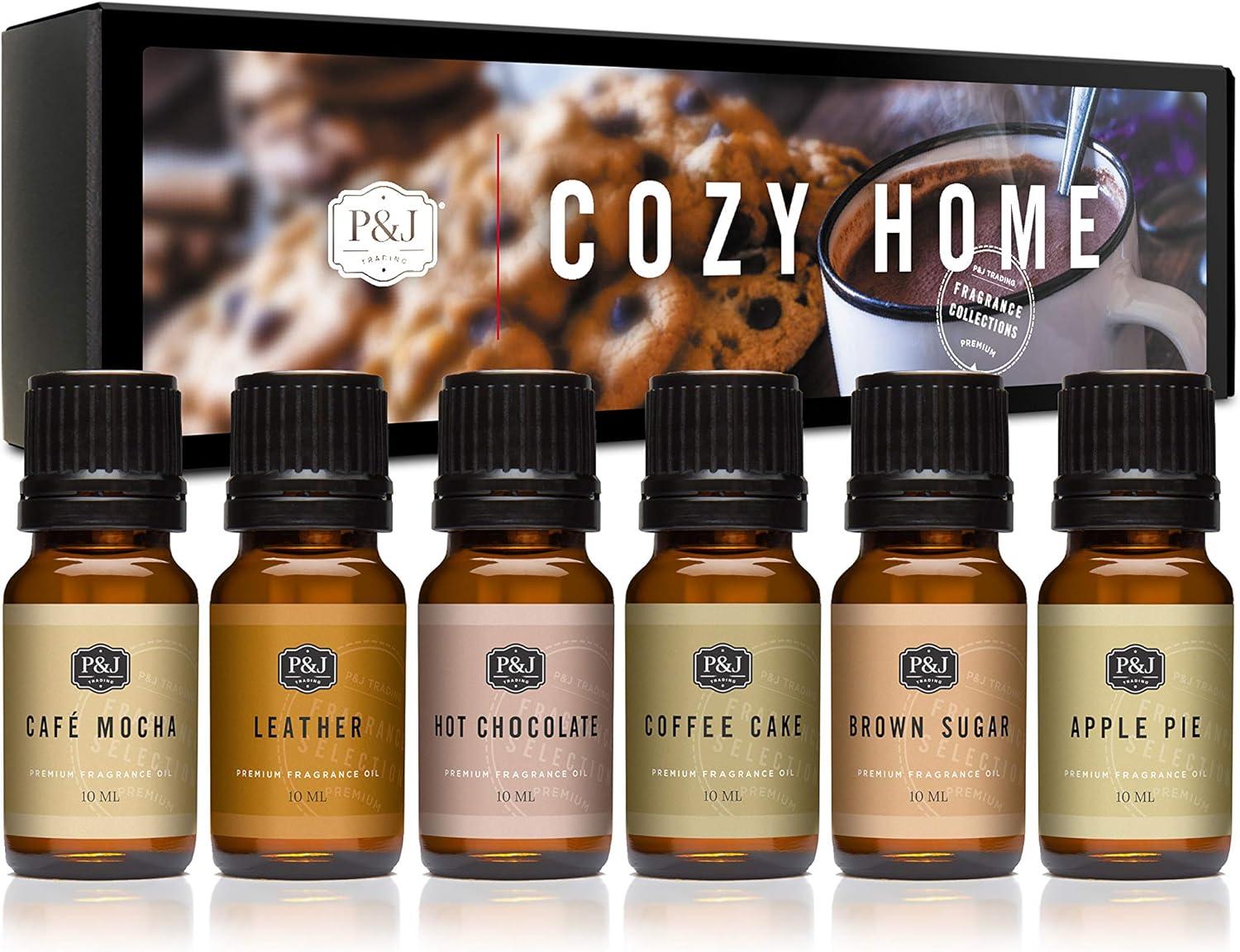 P&J Fragrance Oil | Cozy Home Set of 6 - Scented Oil for Soap Making, Diffusers, Candle Making, Lotions, Haircare, Slime, and Home Fragrance