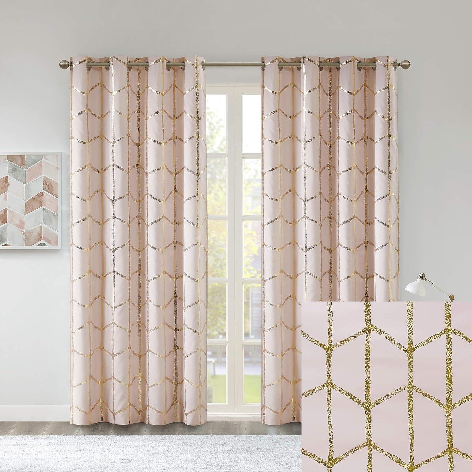Intelligent Design Raina Geometric Total Blackout Grommet Single Curtain Panel