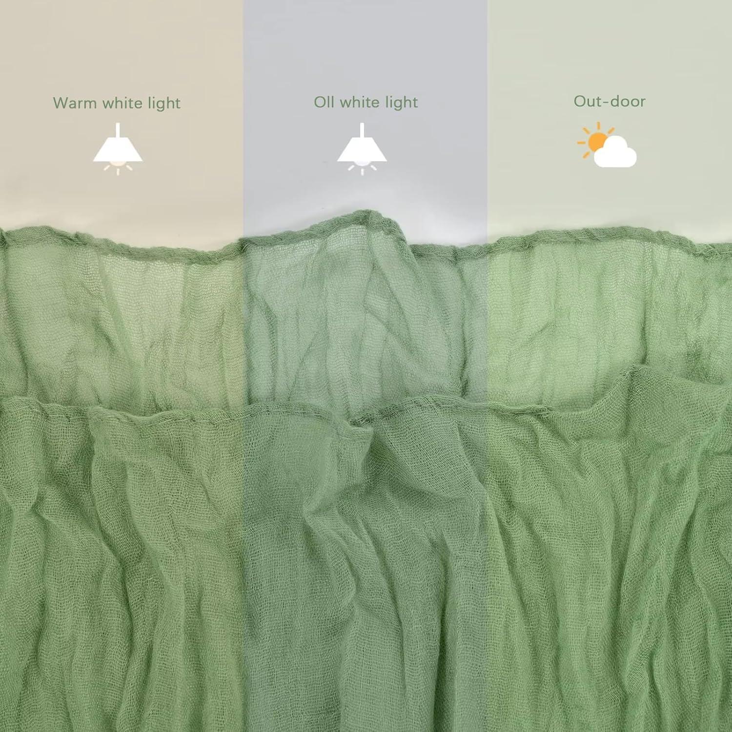 Mint Green Cheesecloth Table Runner 6 Pack 35" Boho Gauze Runner 120 inches Long Tablecloth Runner Rustic Sheer Fabric Bulk for Baby Shower Wedding Bridal Birthday Party Table Decorations