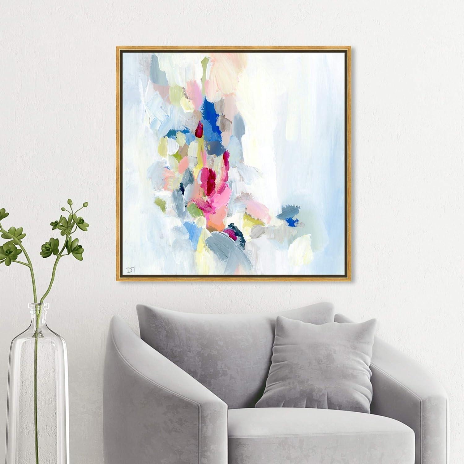 Mi Alegria Abstract Canvas Print with Gold Frame