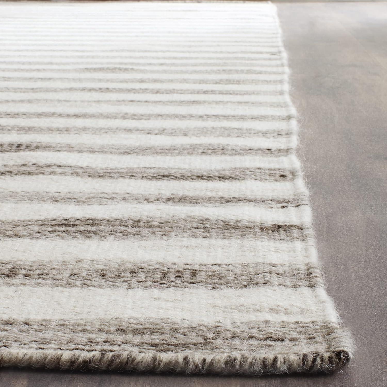 Dhurries DHU575 Hand Woven Flat Weave Runner Rug  Brown / Ivory 2'-6" X 10' - Safavieh.