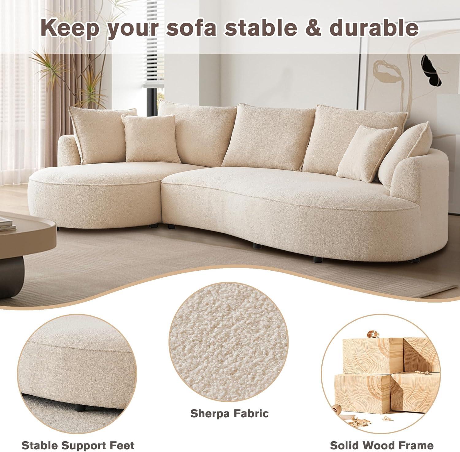 Excellent Future 122.8" Curved Sofa Modern Curved Couch Living Room Modular Sectional Sofa