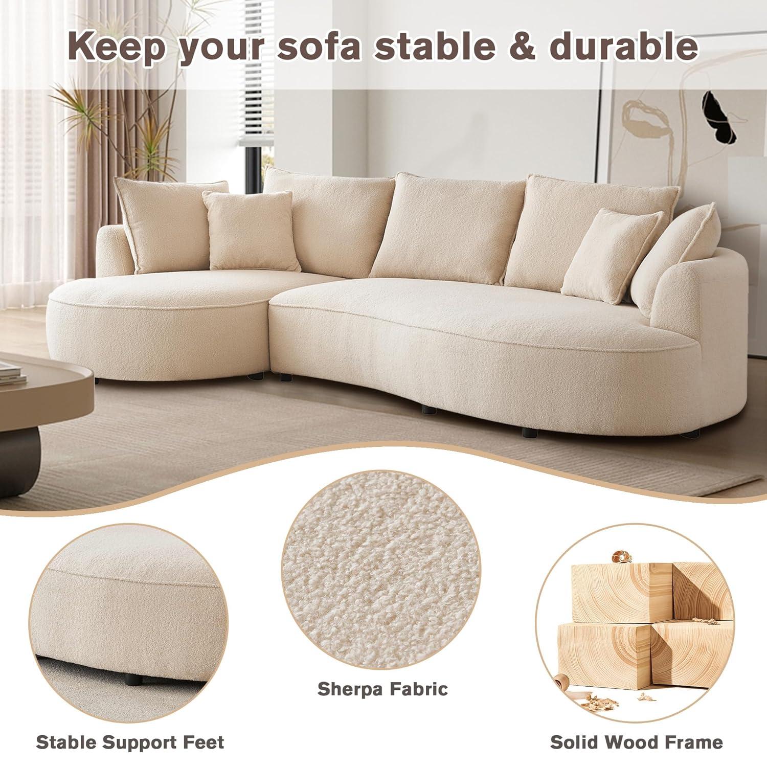 Excellent Future 122.8" Curved Sofa Modern Curved Couch Living Room Modular Sectional Sofa