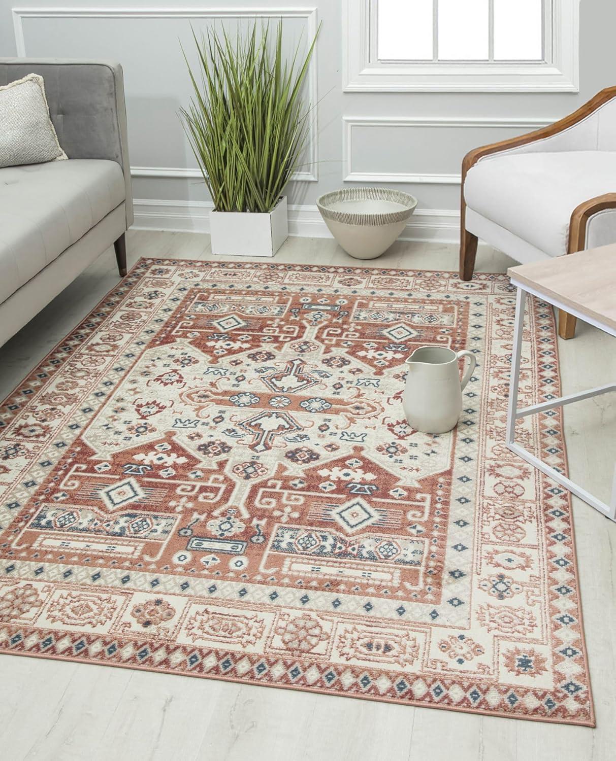 Rugs America Gallagher GL60A Sangria Koti Vintage Transitional Orange Area Rug for Dining Room Rug Neutral Rug Living Room Rug Kitchen, 2'6"x4'