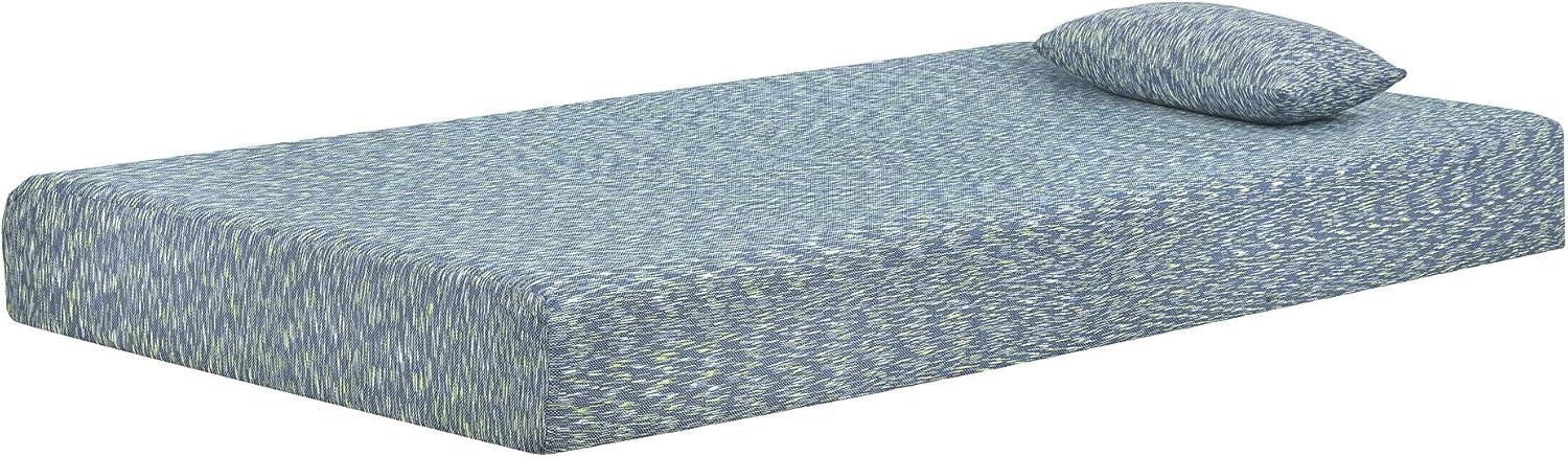 Twin Blue Innerspring Mattress with Boxspring and Pillow