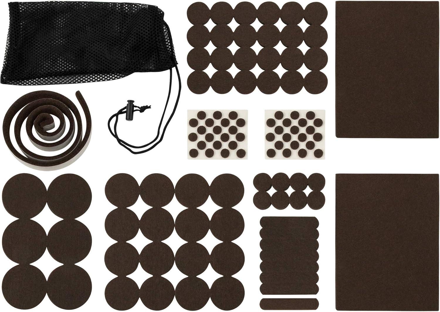 SoftTouch Assorted Self-Stick Felt Furniture Pads With Bumpers Kit - Effortless Moving and Surface Protection, Brown (108 Pack)