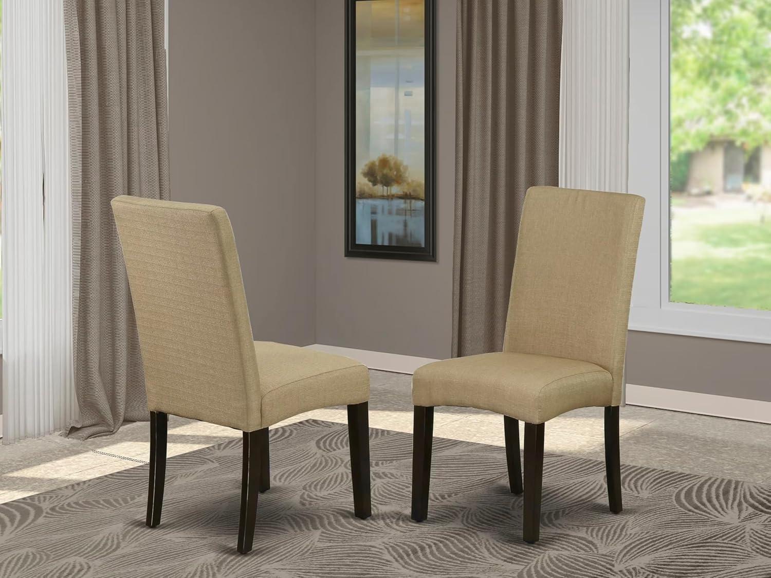 East West Furniture Driscol 39" Fabric Dining Chairs in Cappuccino (Set of 2)