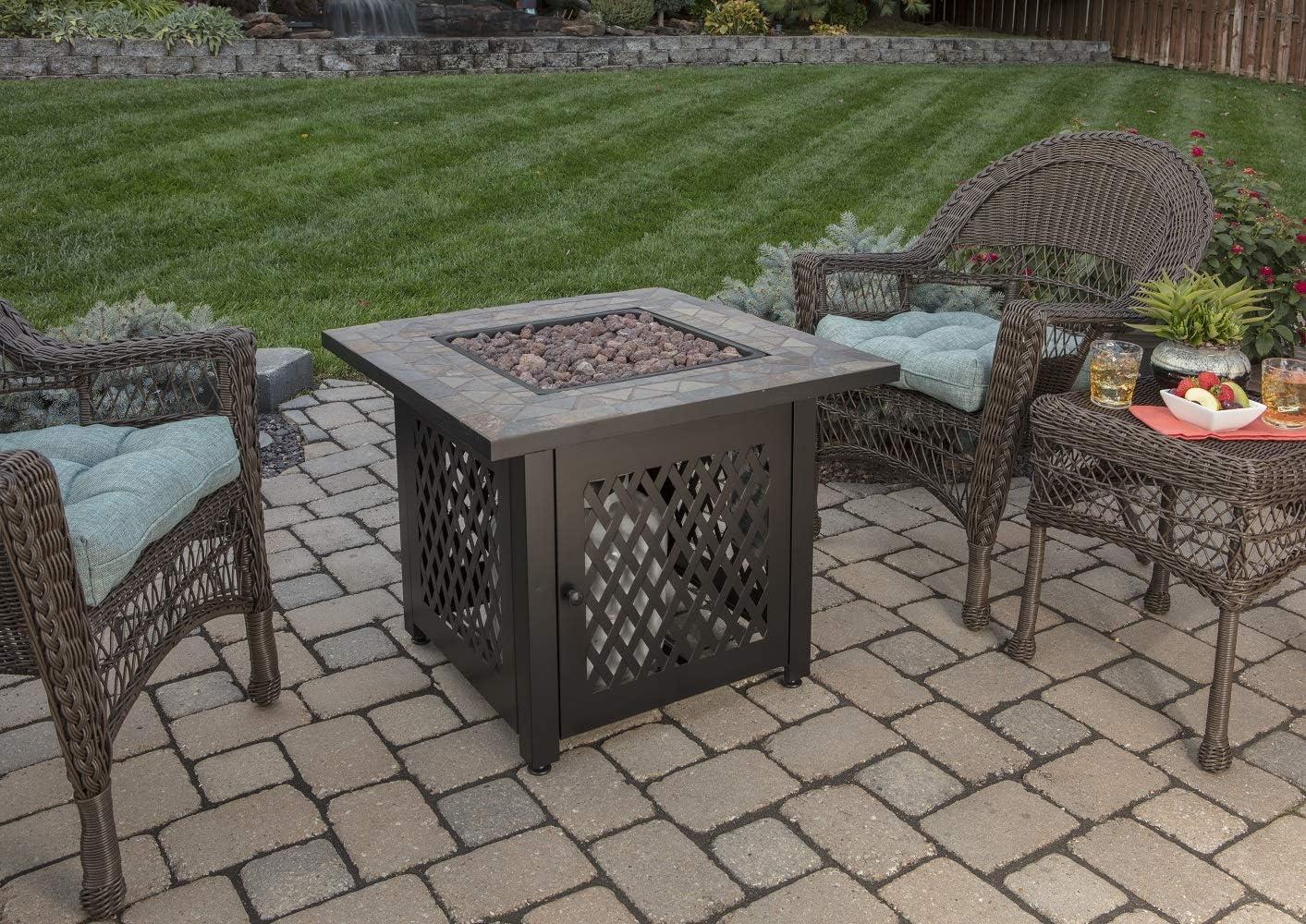 Slate and Steel Outdoor Gas Fire Pit Table