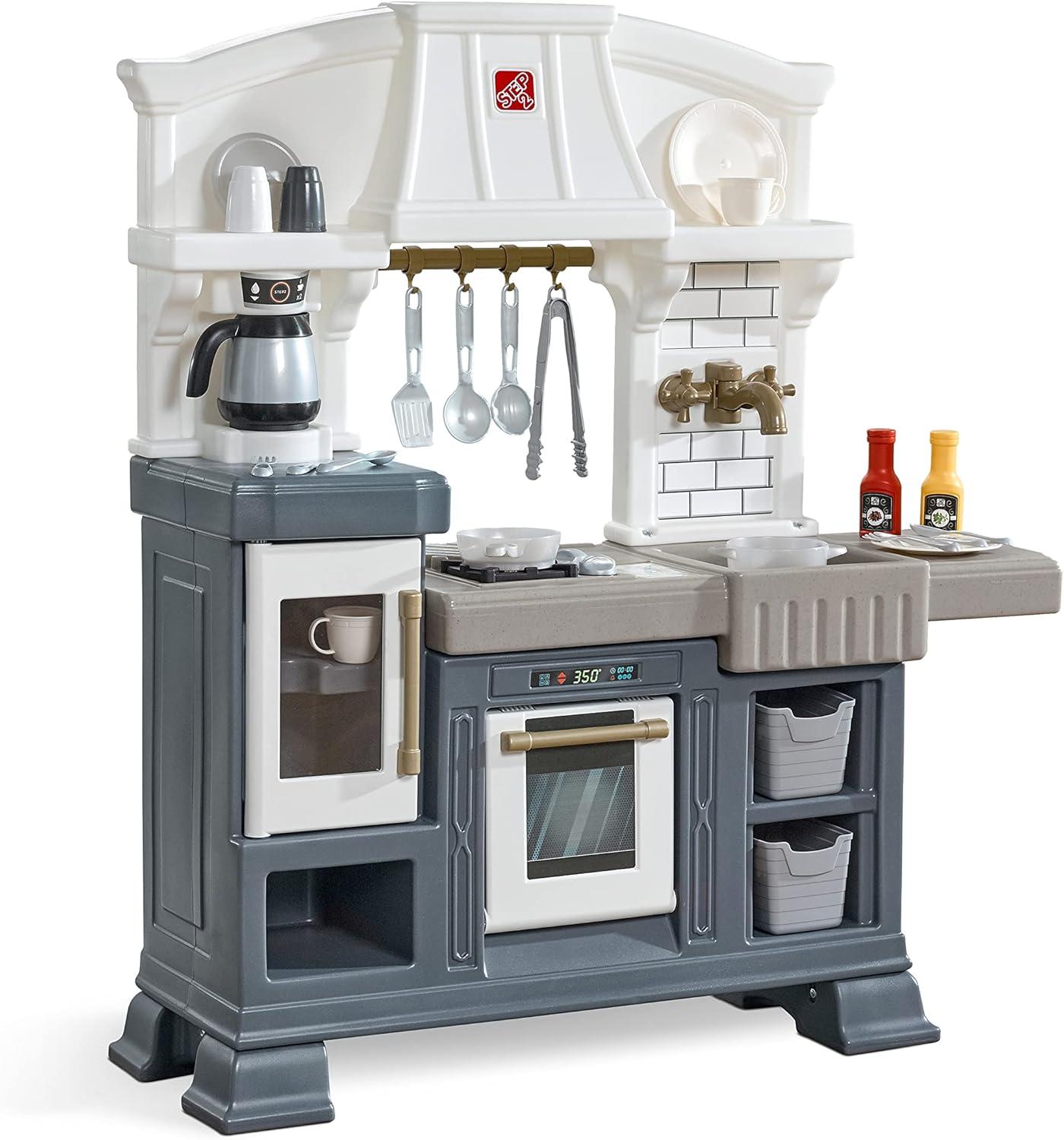 Step2 Gilded Gourmet Gray and White Kids Kitchen Playset