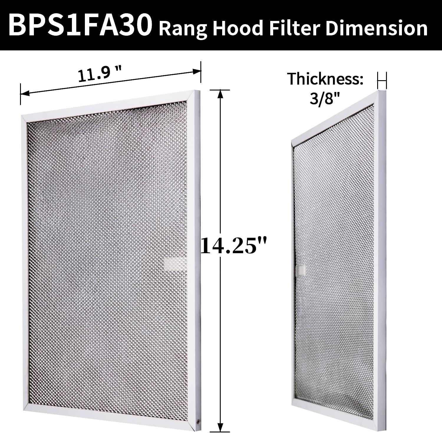 BPS1FA30 Range Hood Filter 11-3/4"X 14-1/4"X 3/8" for 30-Inch Broan Nutone QS1 WS1, Allure Grease Filter, Replaces 99010299,S99010305,AP3378953 Range Hood Filters Replacement Aluminum(2 Pack)