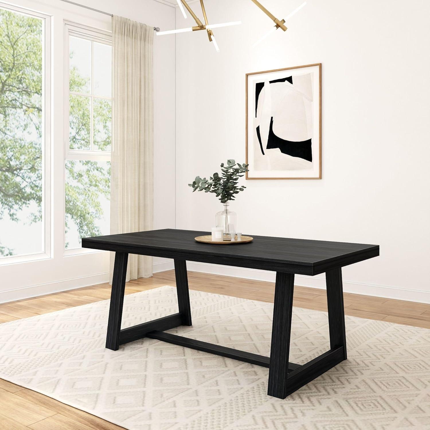 Plank+Beam Farmhouse 72" Dining Table, Solid Wood Rectangular Kitchen Table for 6 People
