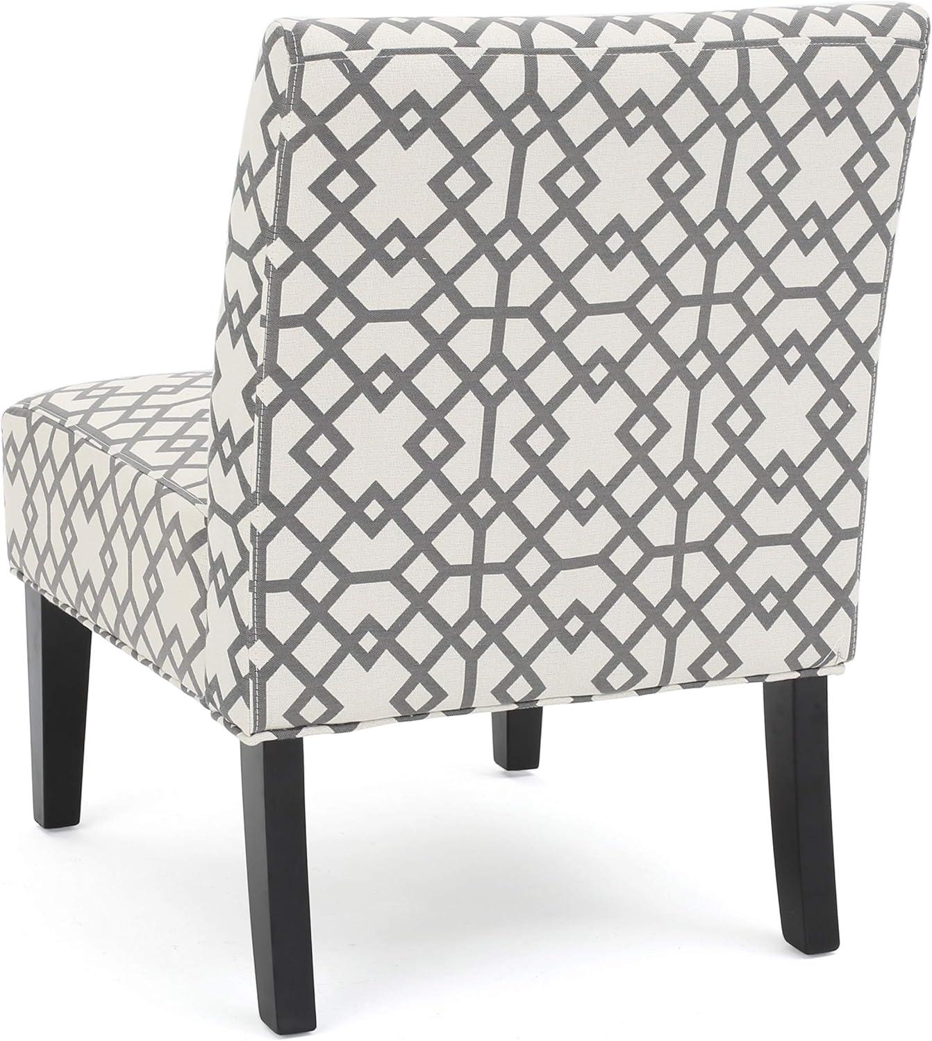 Kassi Accent Chair Gray Geometric Patterned - Christopher Knight Home: Polyester Upholstery, Rubberwood Frame