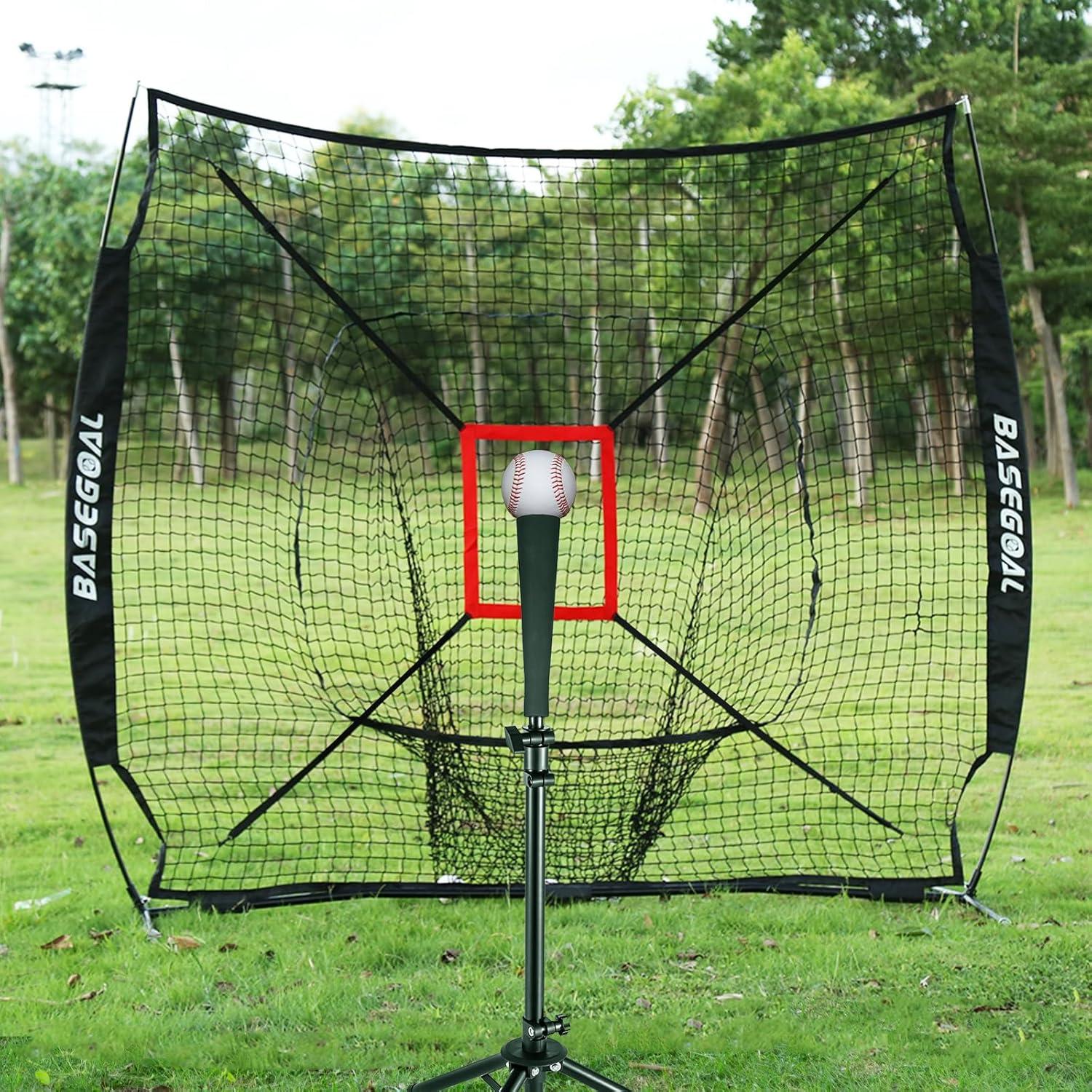 Zeny 7' x 7' Baseball Softball Practice Net Hitting Pitching Training Net w/Strike Zone,Bow Frame & Carry Bag