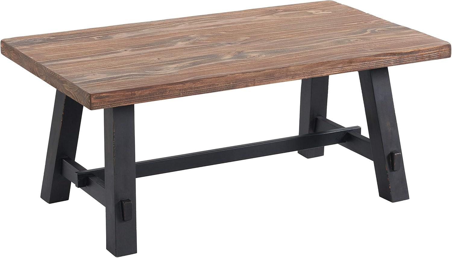 Adam Rustic Industrial 45" Solid Wood Coffee Table in Natural/Black