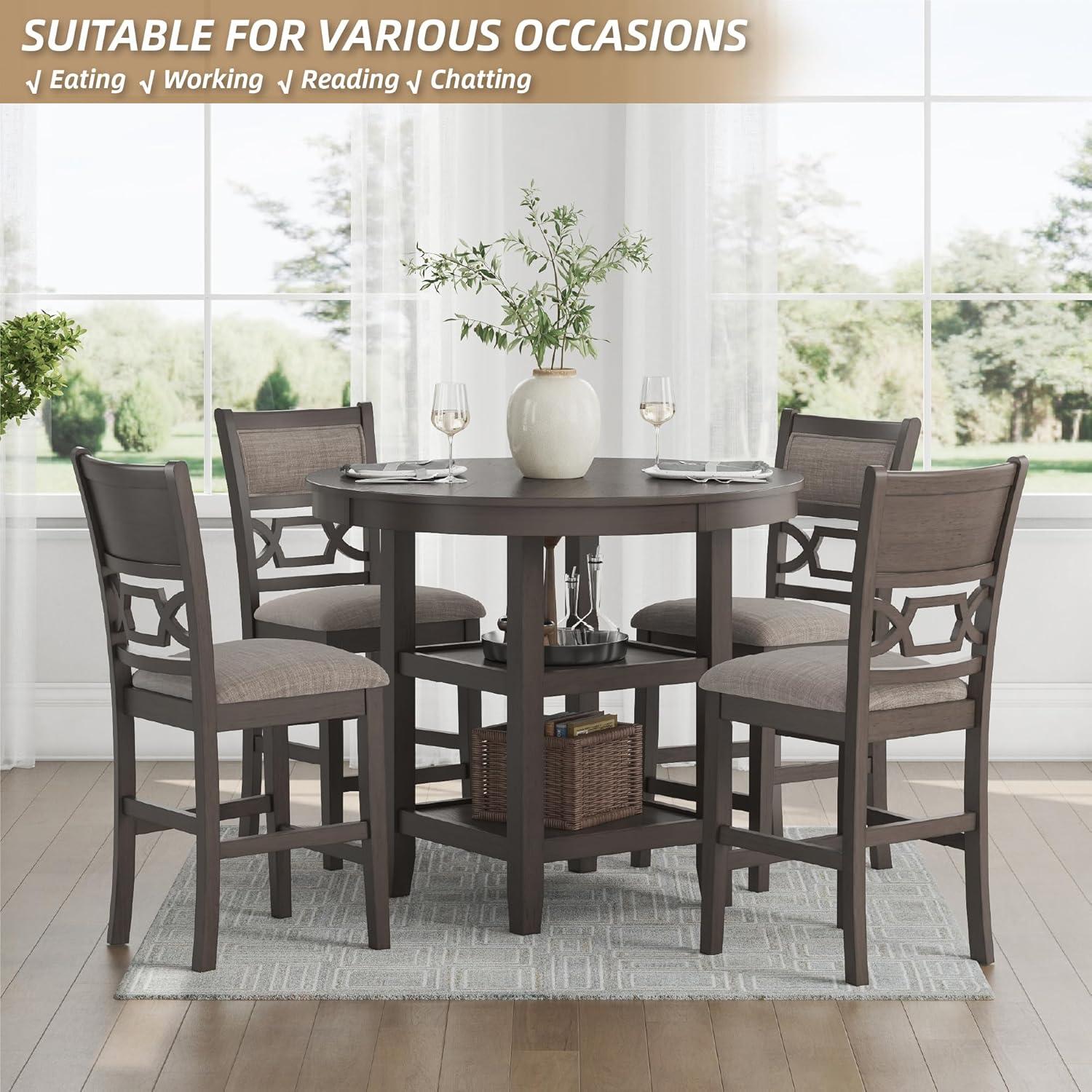 Ashley Furniture Wrenning Gray Counter Height Dining Table Set - Set of 5