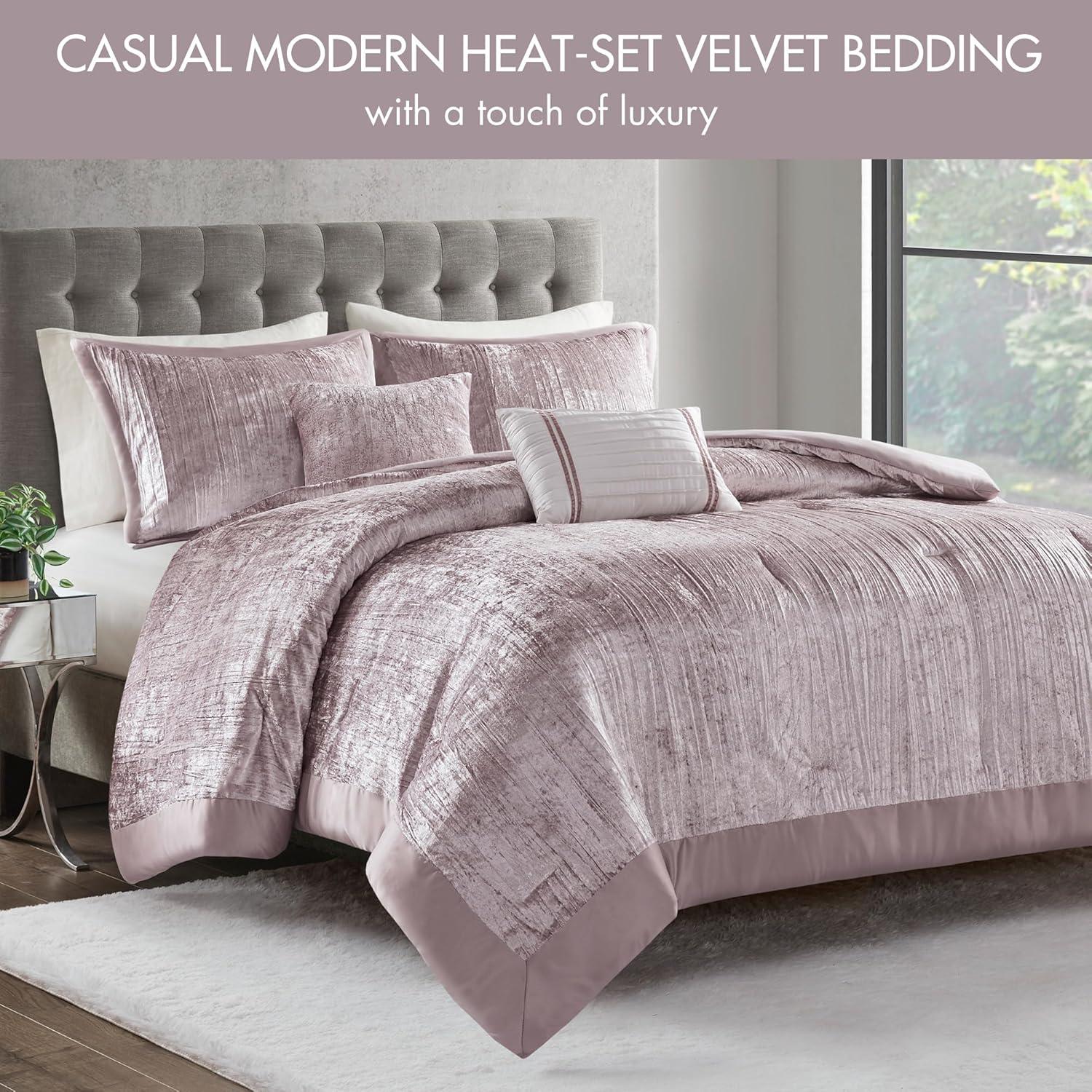 Blush Velvet Full Down Alternative 5-Piece Bedspread Set