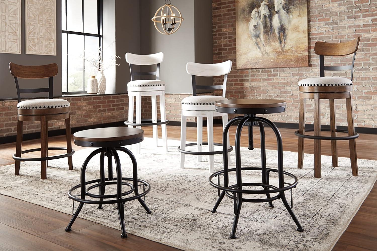 Valebeck 24.5" Whitewash Industrial Swivel Counter Barstool