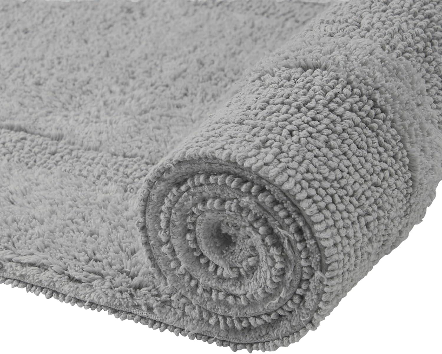Better Trends Lux 100% Cotton Tufted Solid Reversible Bath Rug 20" x 20" Contour - Silver