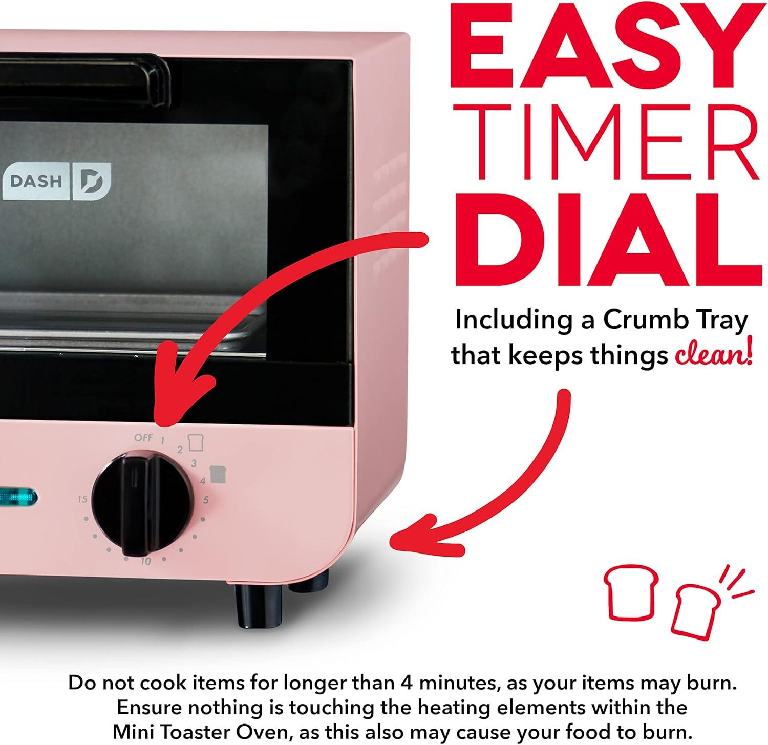 Pink Compact Mini Oven with Automatic Shutoff