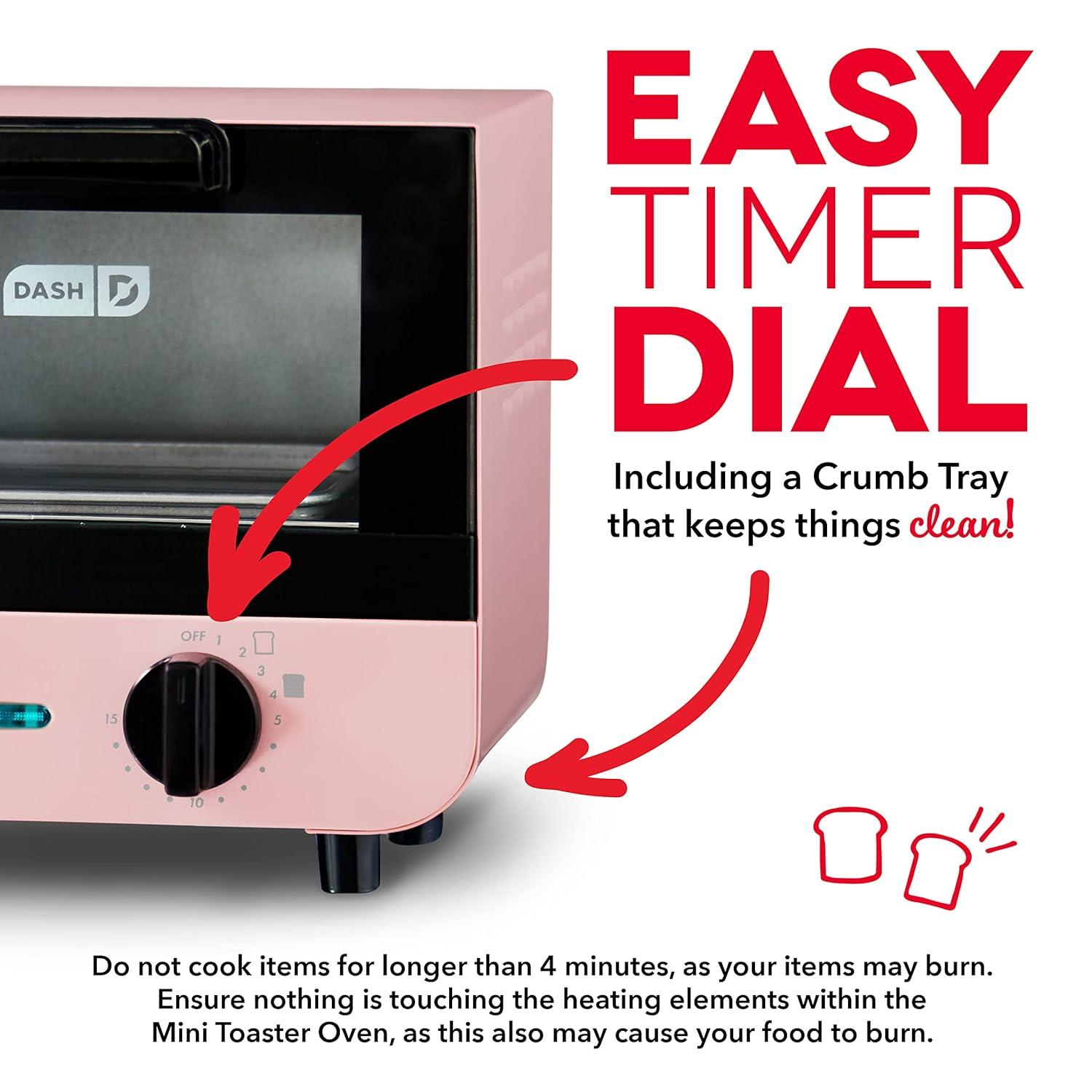 Pink Compact Mini Oven with Automatic Shutoff