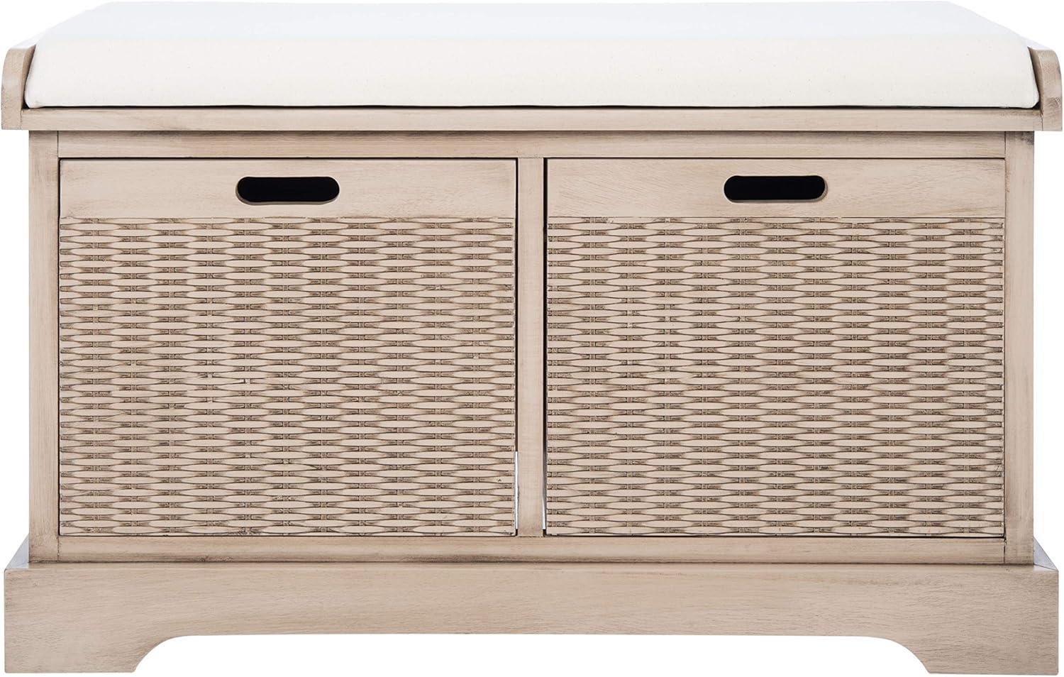 Landers Sand Cushioned Storage Bench with Dual Basket Drawers