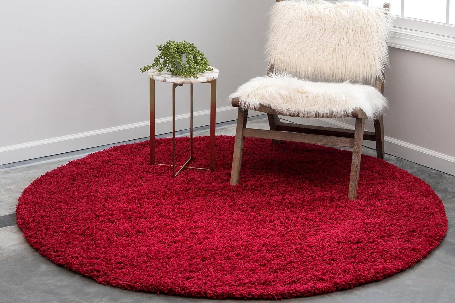Unique Loom 3' 3 x 3' 3 Solid Shag Cherry Red Area Rug