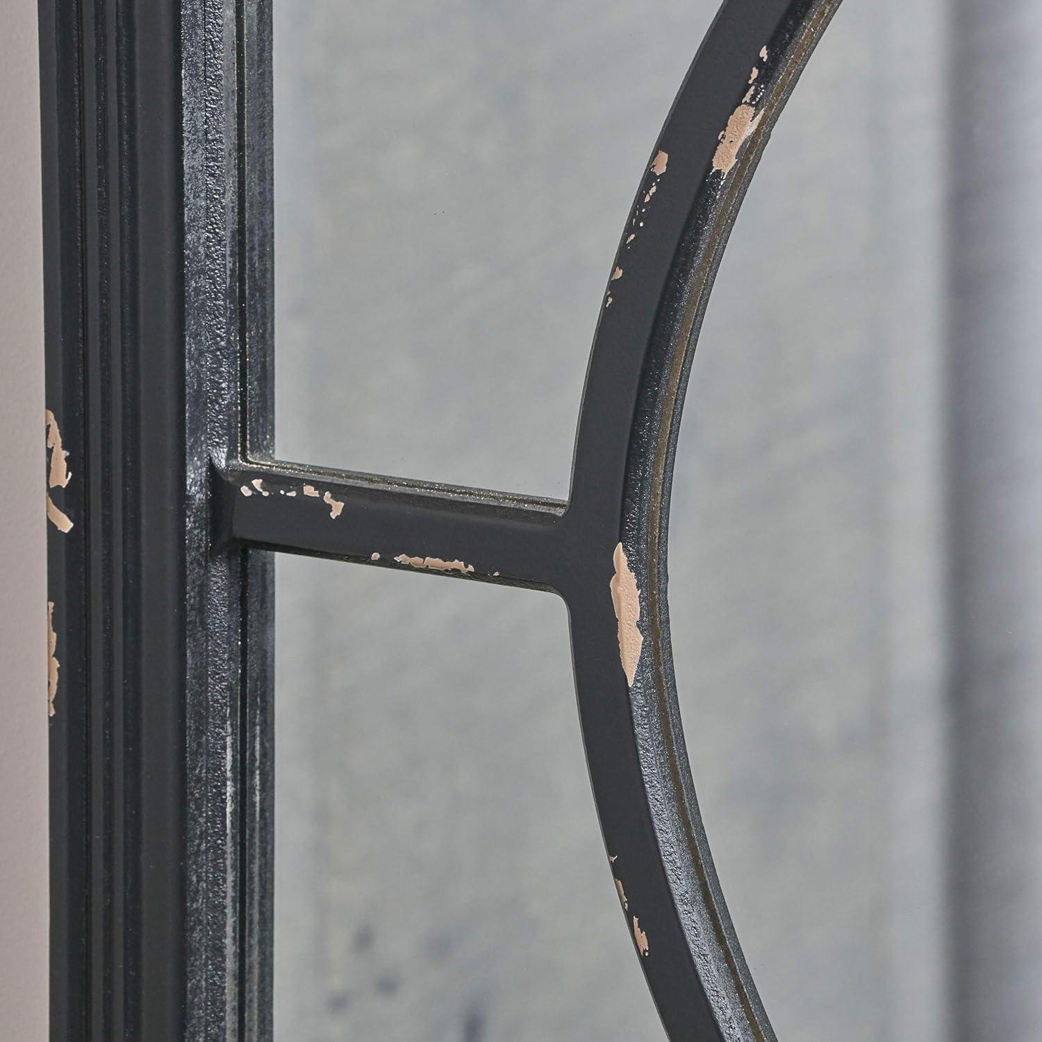 GDF Studio Amwiler Farmhouse Wooden Rectangular Mirror, Distressed Black