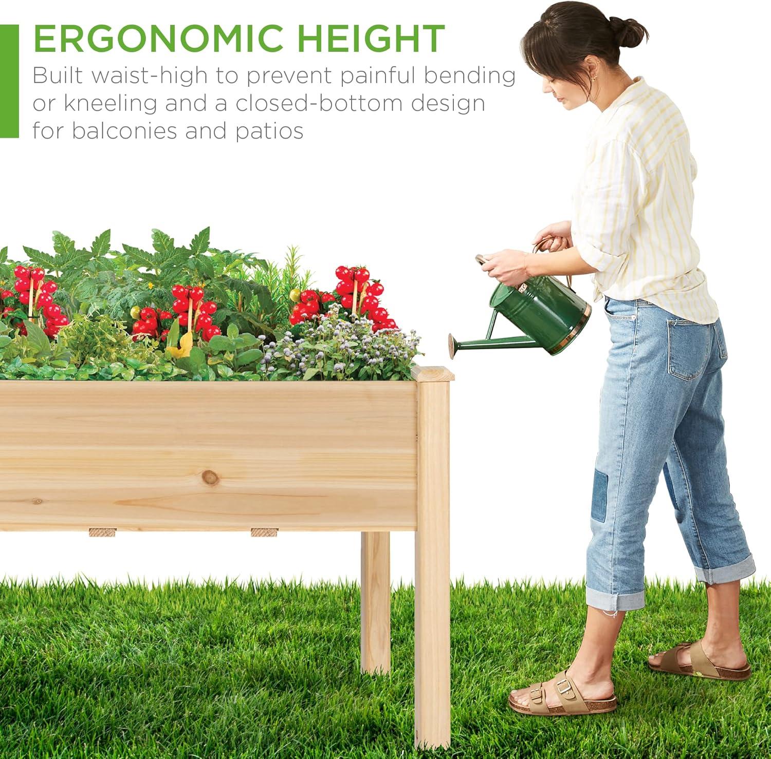 Best Choice Product 48x24x30in Raised Garden Bed, Elevated Wooden Planter for Yard w/ Foot Caps, Bed Liner