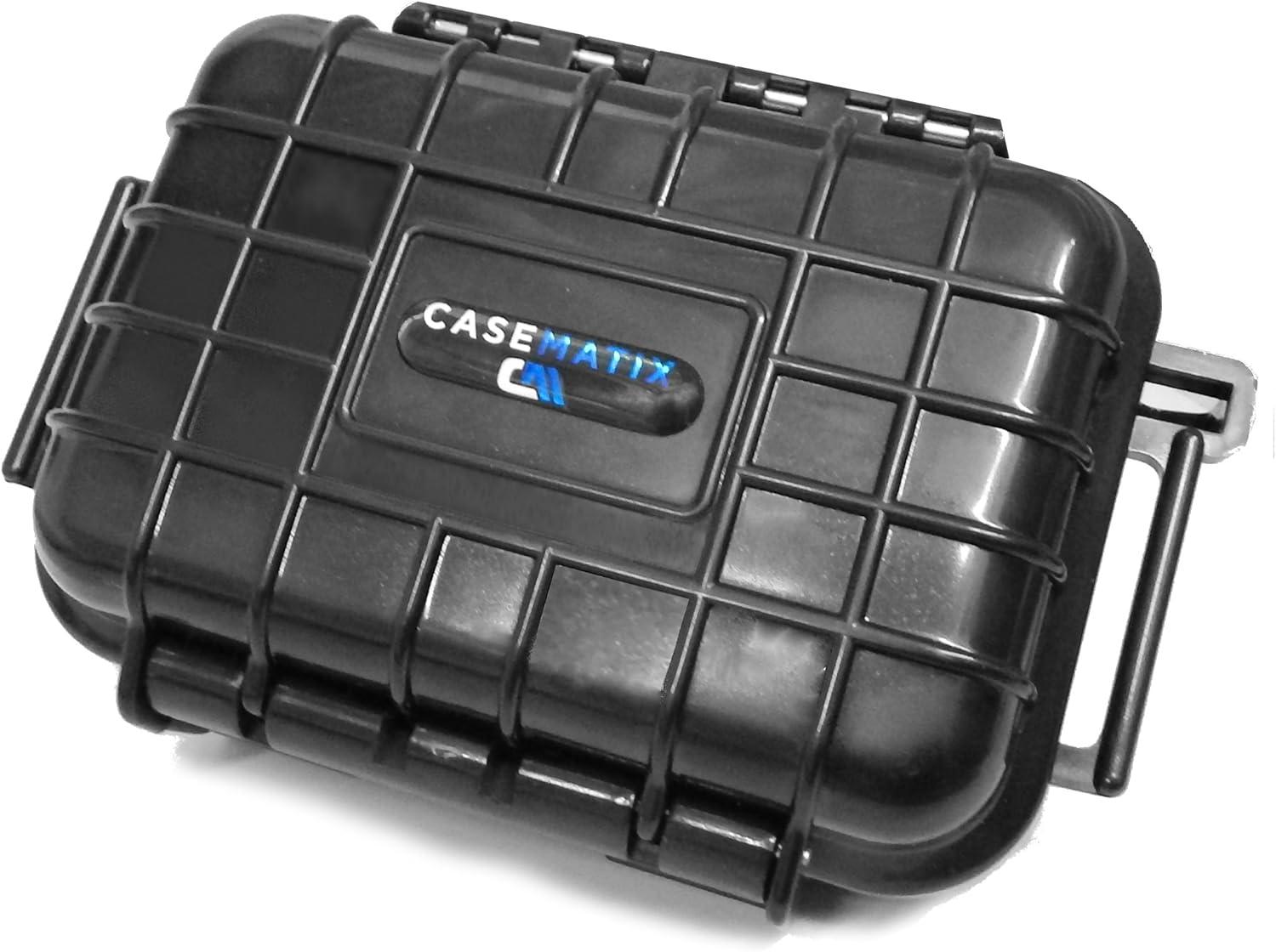 CASEMATIX 5.75" Waterproof Small Hard Case with Customizable Foam for Portable Electronics, Tools and Accessories - Hard Shell Small Plastic Case with Pre-Diced Travel Case Foam Interior