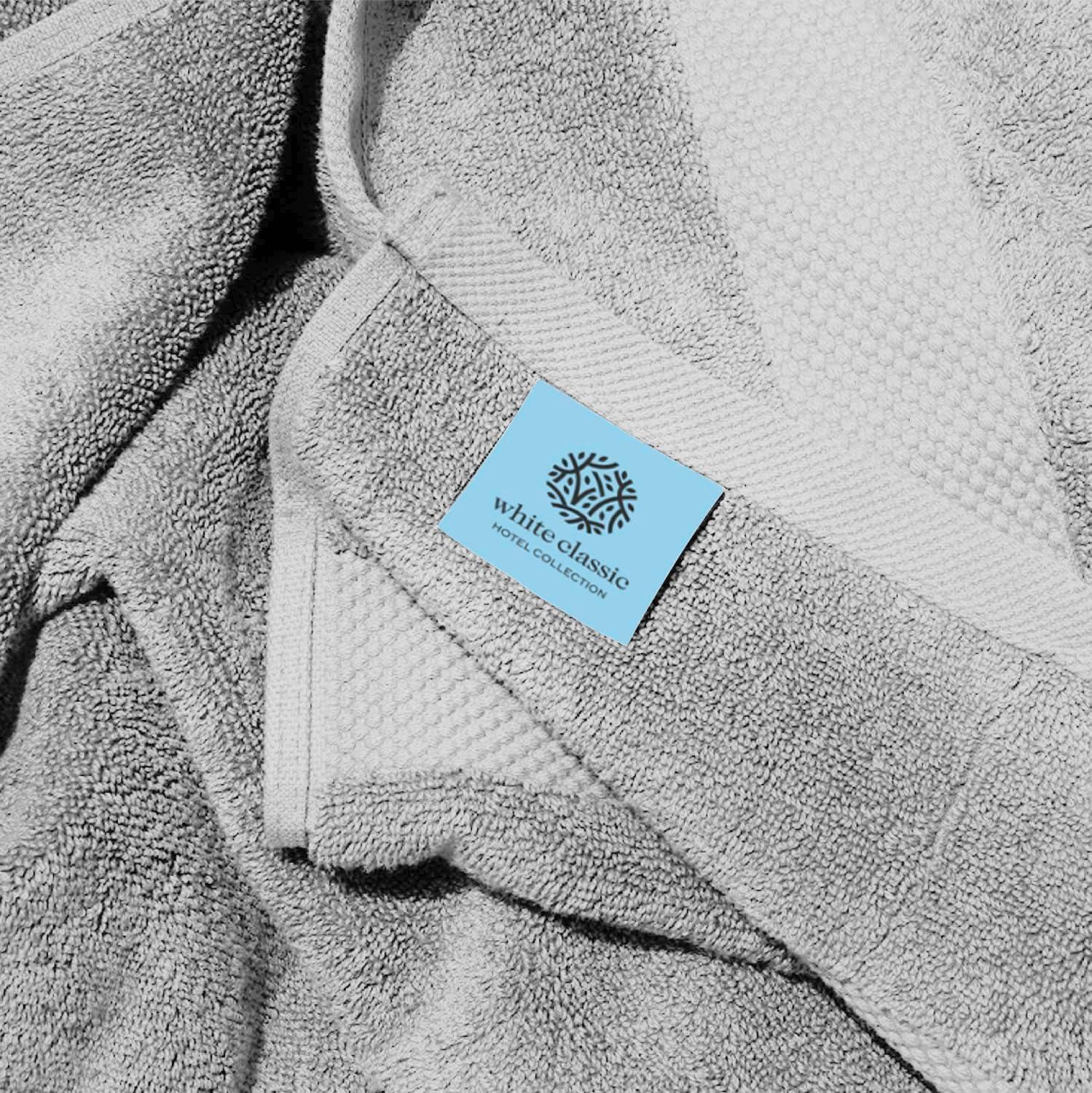 White Classic Luxury 100% Huge Cotton Bath Sheets Set of 2 - 35x70" Light-Grey