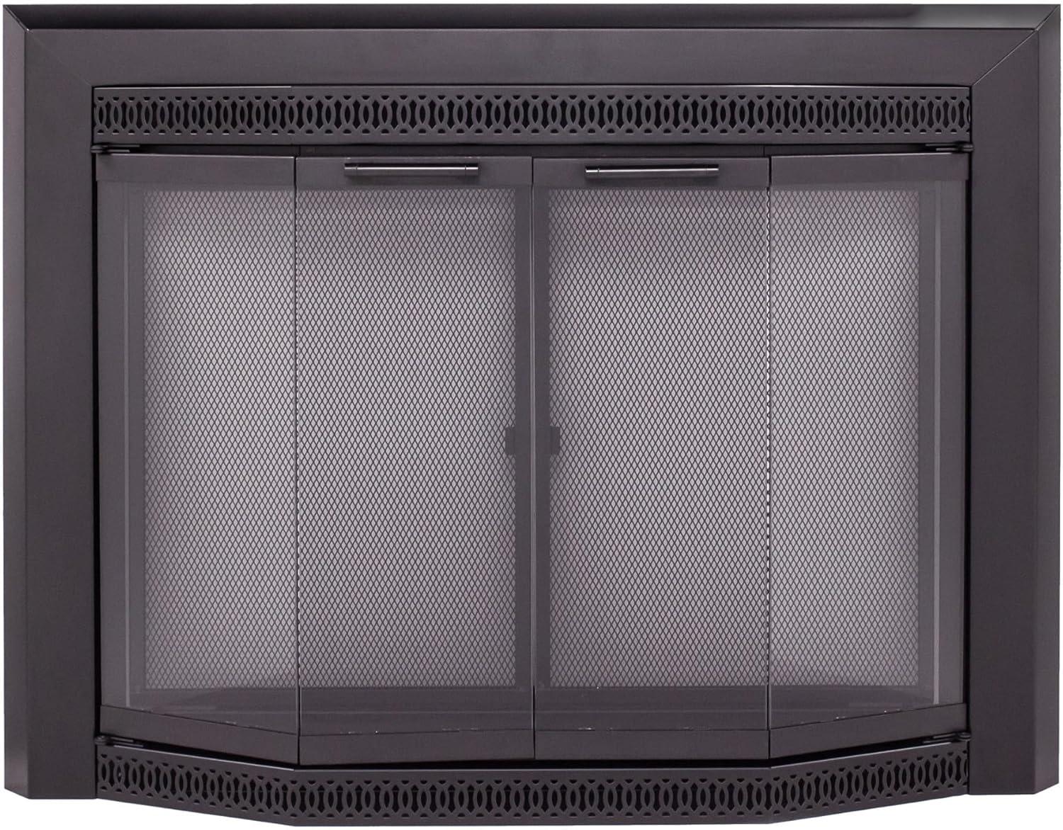 Gavin Small Black Steel Fireplace Glass Door