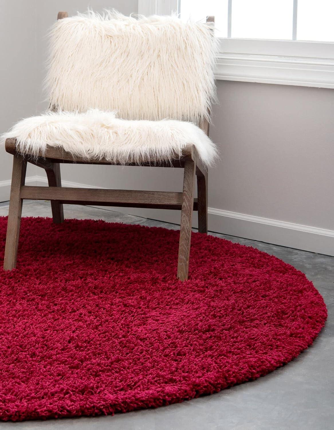 Unique Loom 3' 3 x 3' 3 Solid Shag Cherry Red Area Rug
