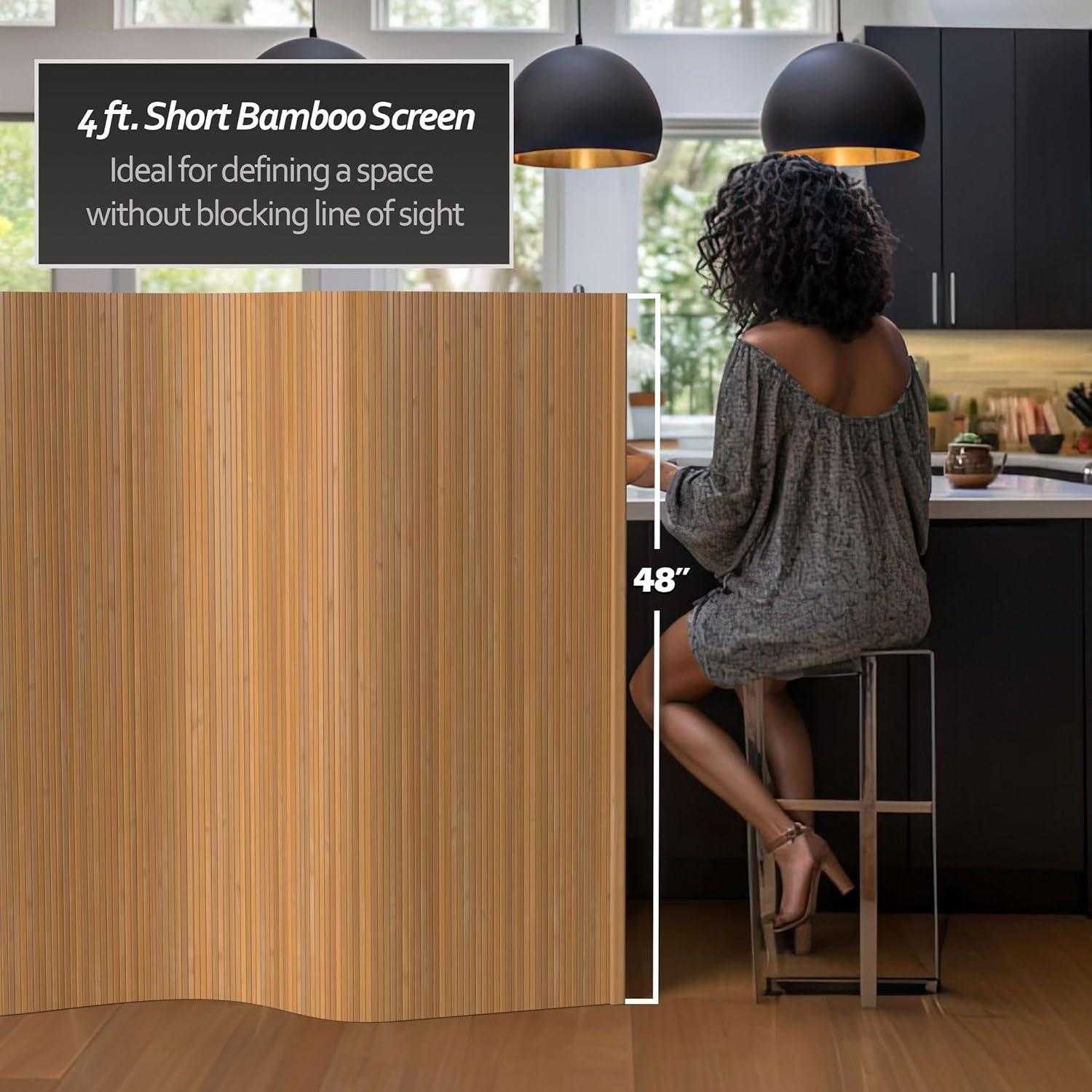4 ft. Short Bamboo Wave Screen - Natural