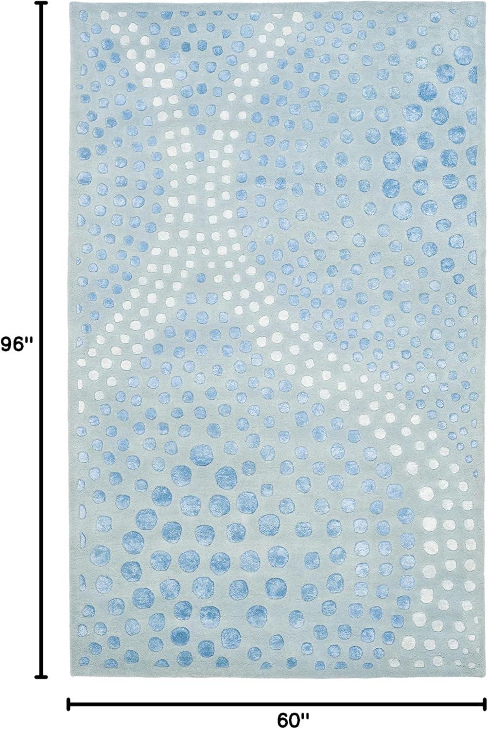 SAFAVIEH Soho Andrew Polka Dots Wool Area Rug, Light Blue, 5' x 8'