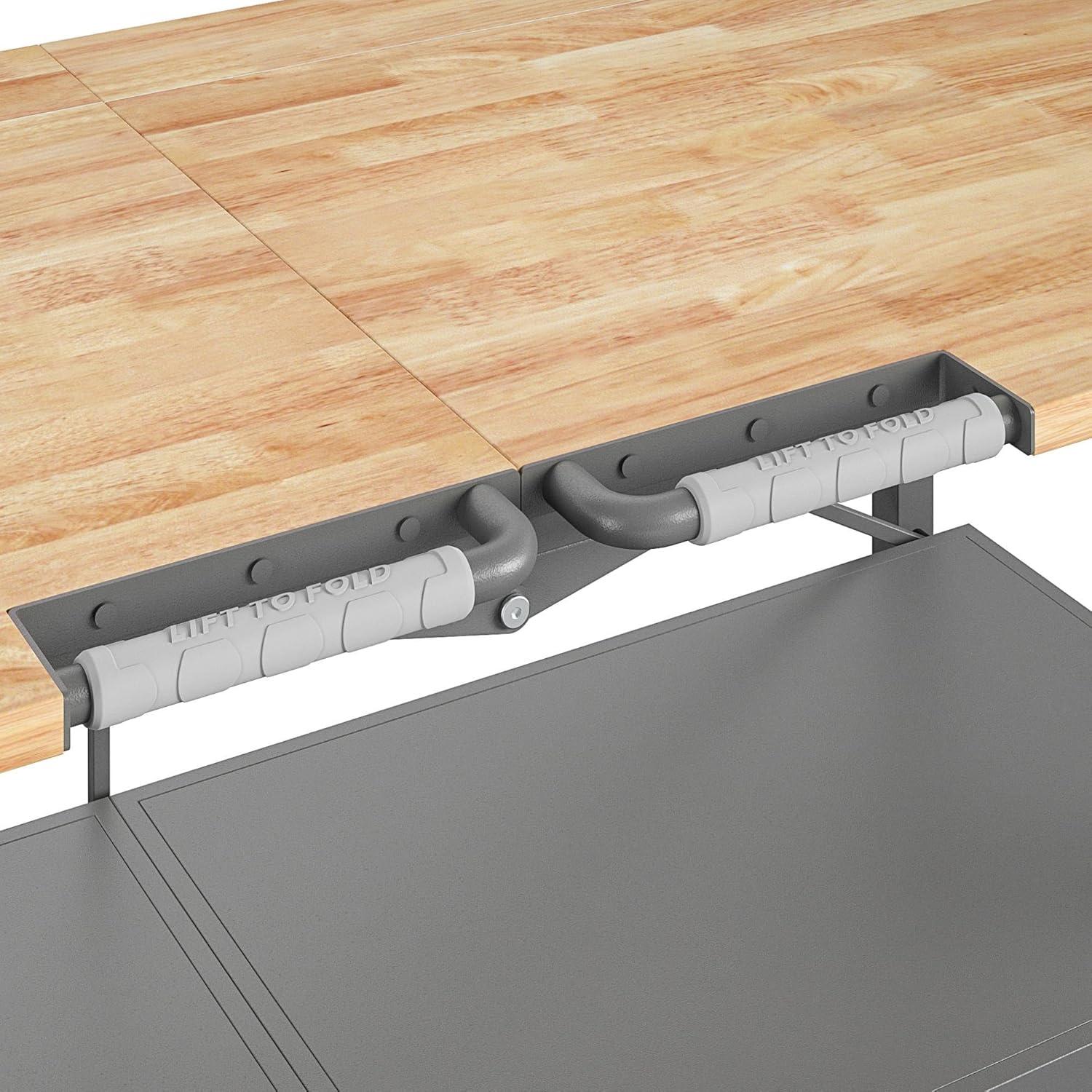 COSCO SmartFold Butcher Block Portable Workbench / Folding Utility Table (Gray Steel Frame)