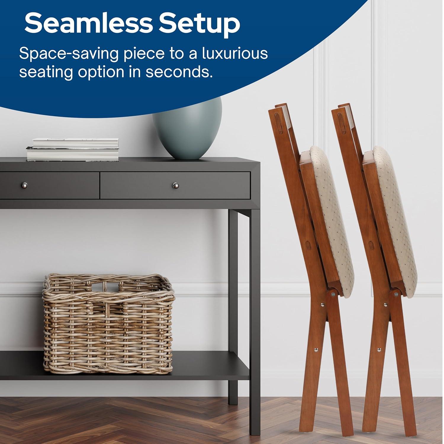 Stakmore Arts and Craft Hardwood Adult Folding Chair with Blush Upholstery - Light Cherry Frame