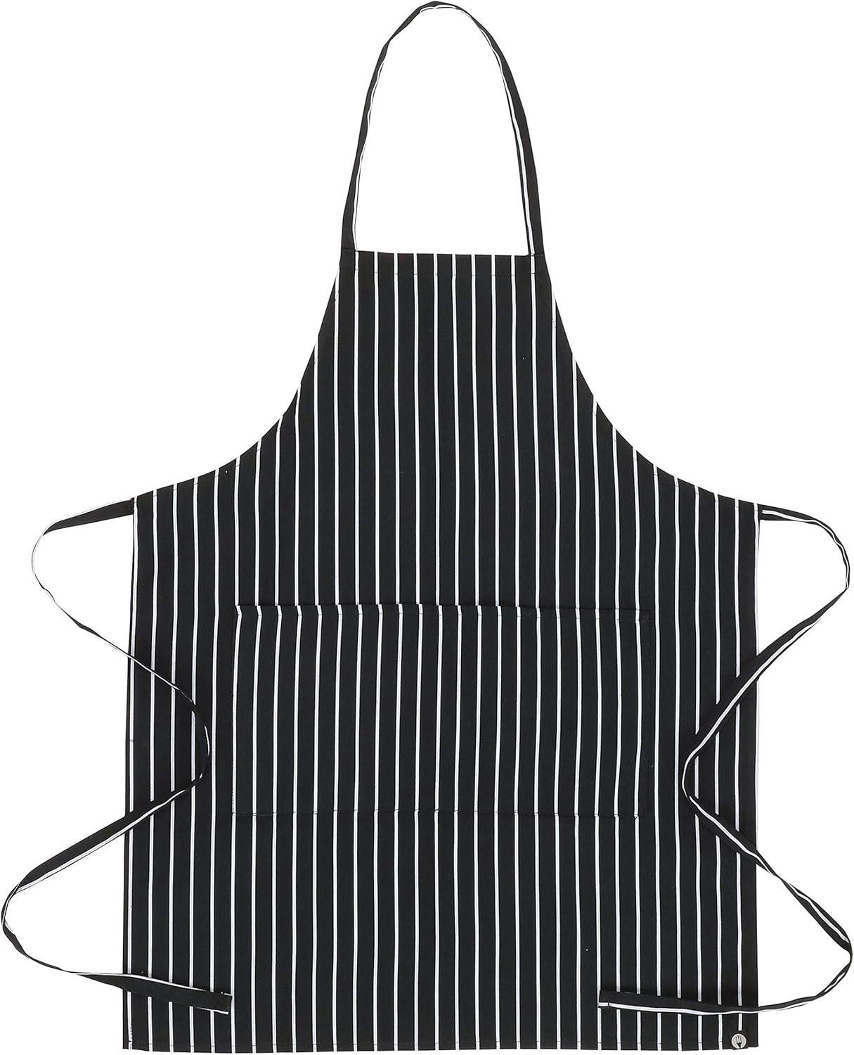 Black and White Striped Unisex Cooking Bib Apron