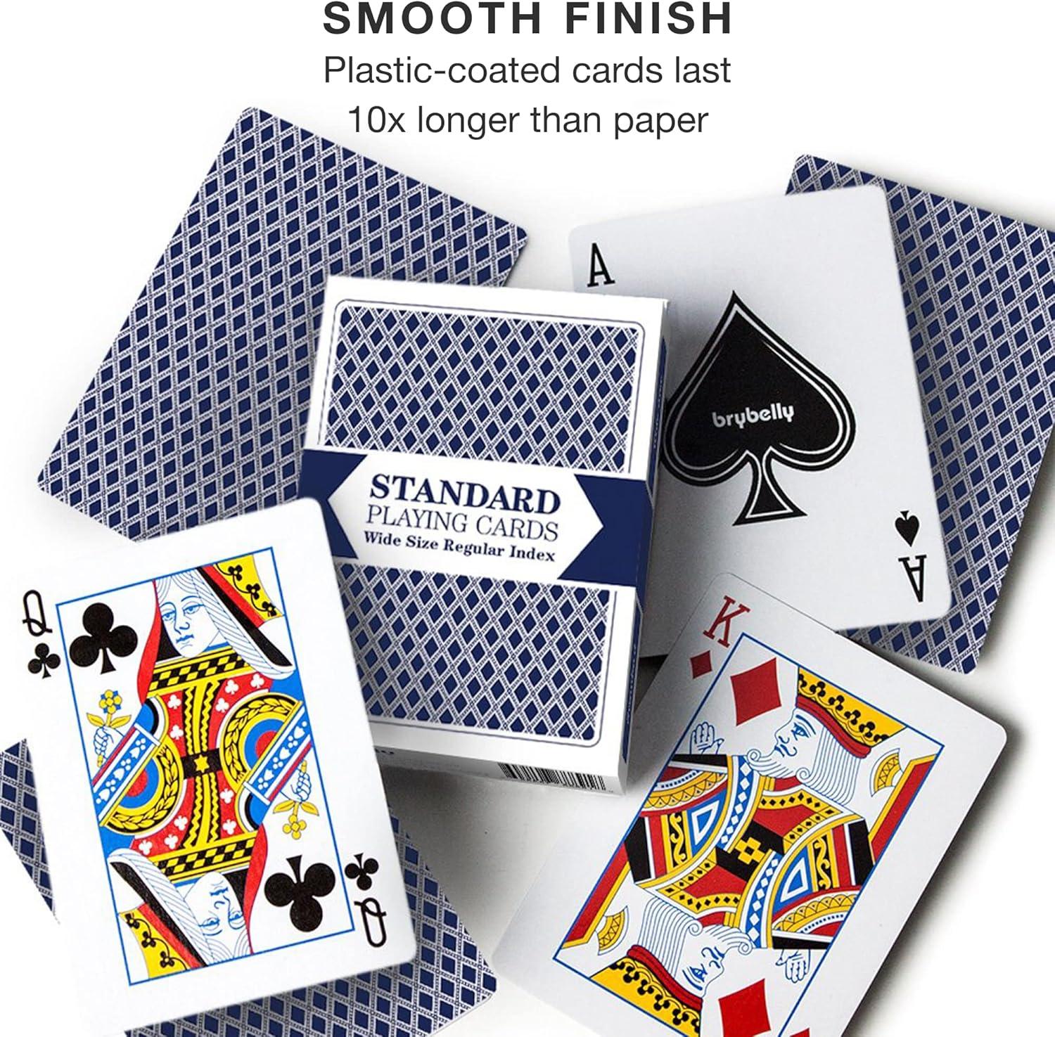 Brybelly 12 Decks of Playing Cards|Poker Wide Size (6 Red/6 Blue)|Plastic Coated Cards for Poker, Blackjack| Regular Index