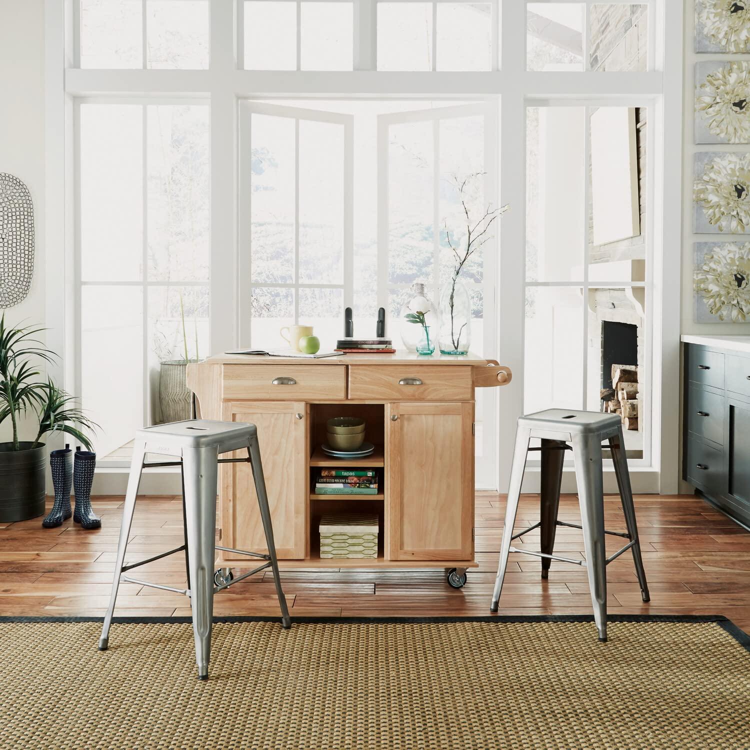 Homestyles General Line Wood Rolling Kitchen Cart in Brown