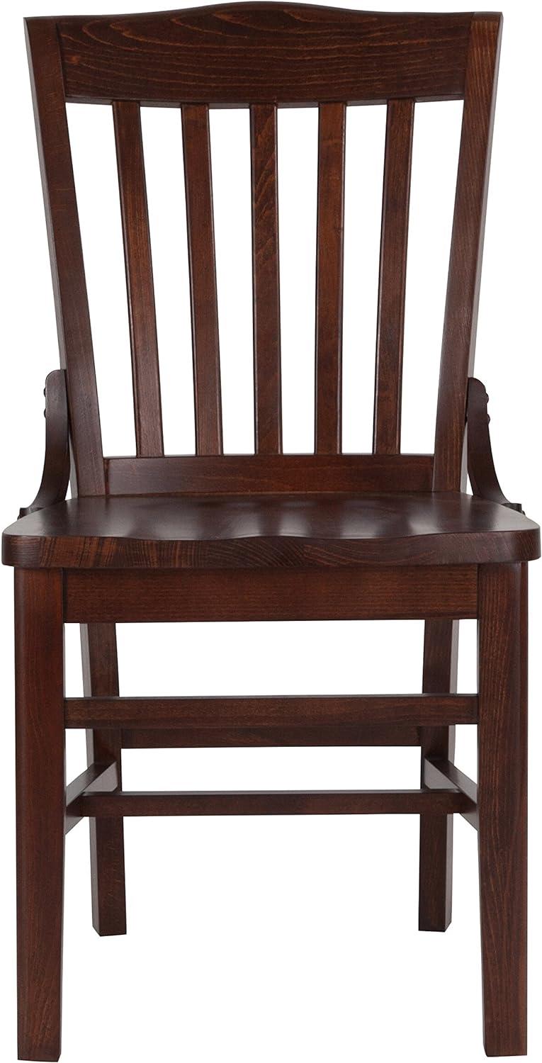 Traditional Walnut Wood Slat Back Dining Chair